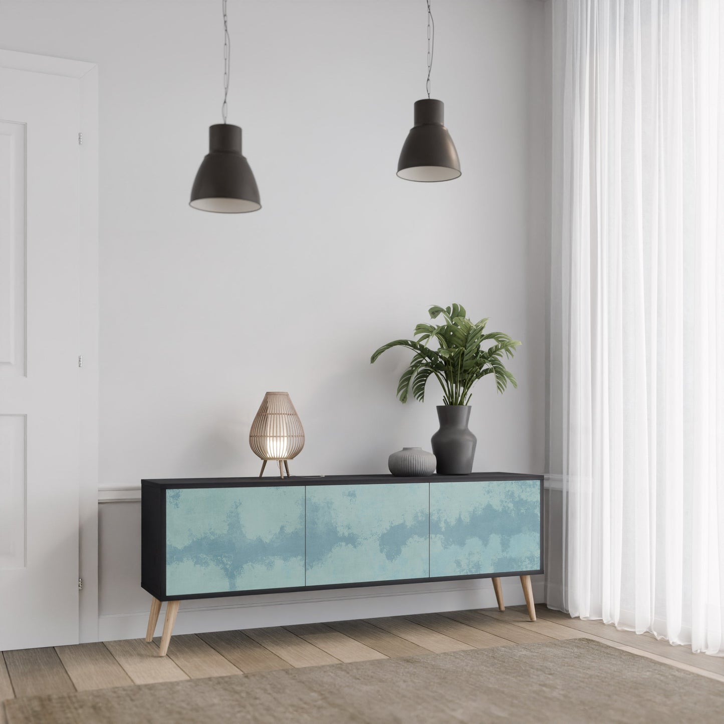 Mobile TV SKY WASH a 3 ante con finitura nera