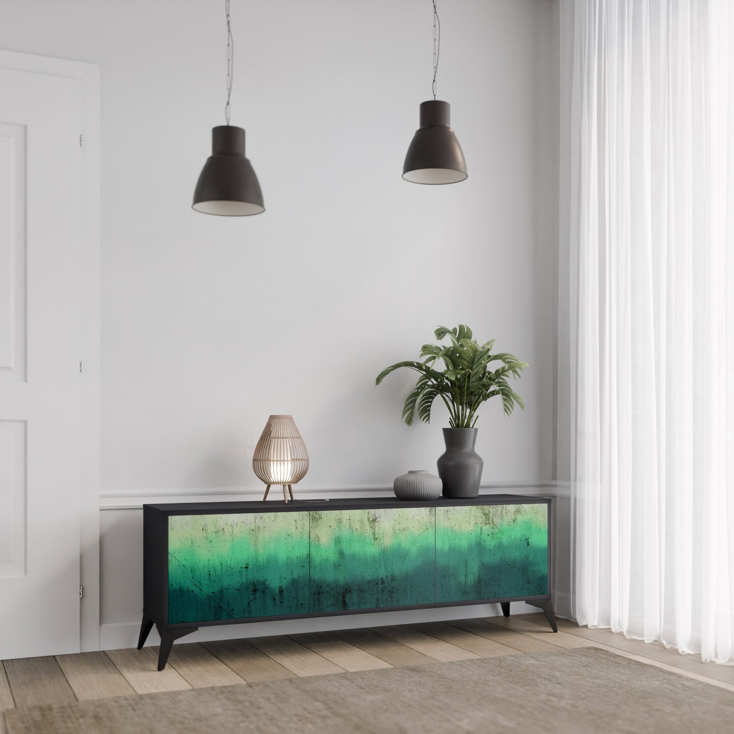 Mobile TV NORTHERN LIGHTS a 3 ante con finitura nera