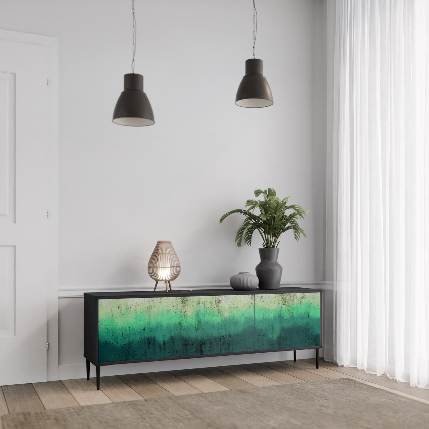 Mobile TV NORTHERN LIGHTS a 3 ante con finitura nera