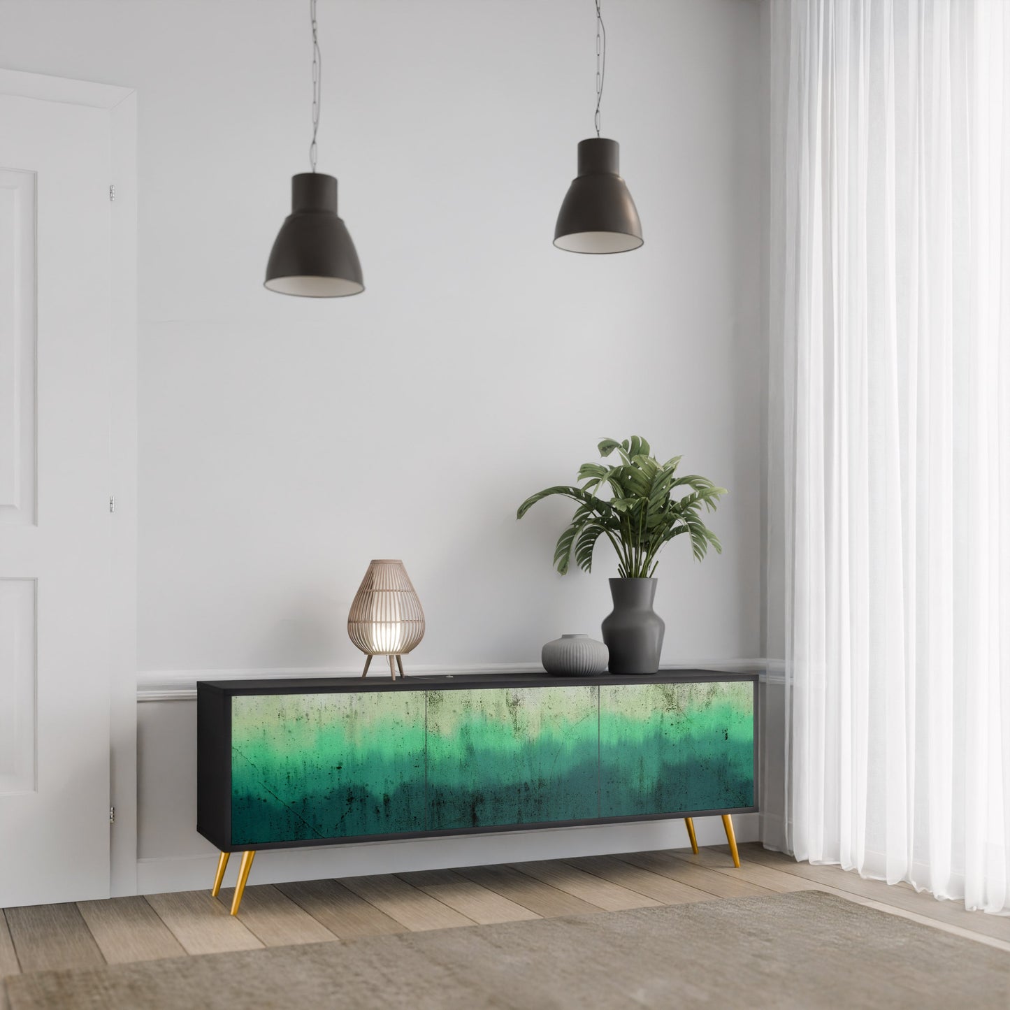 Mobile TV NORTHERN LIGHTS a 3 ante con finitura nera