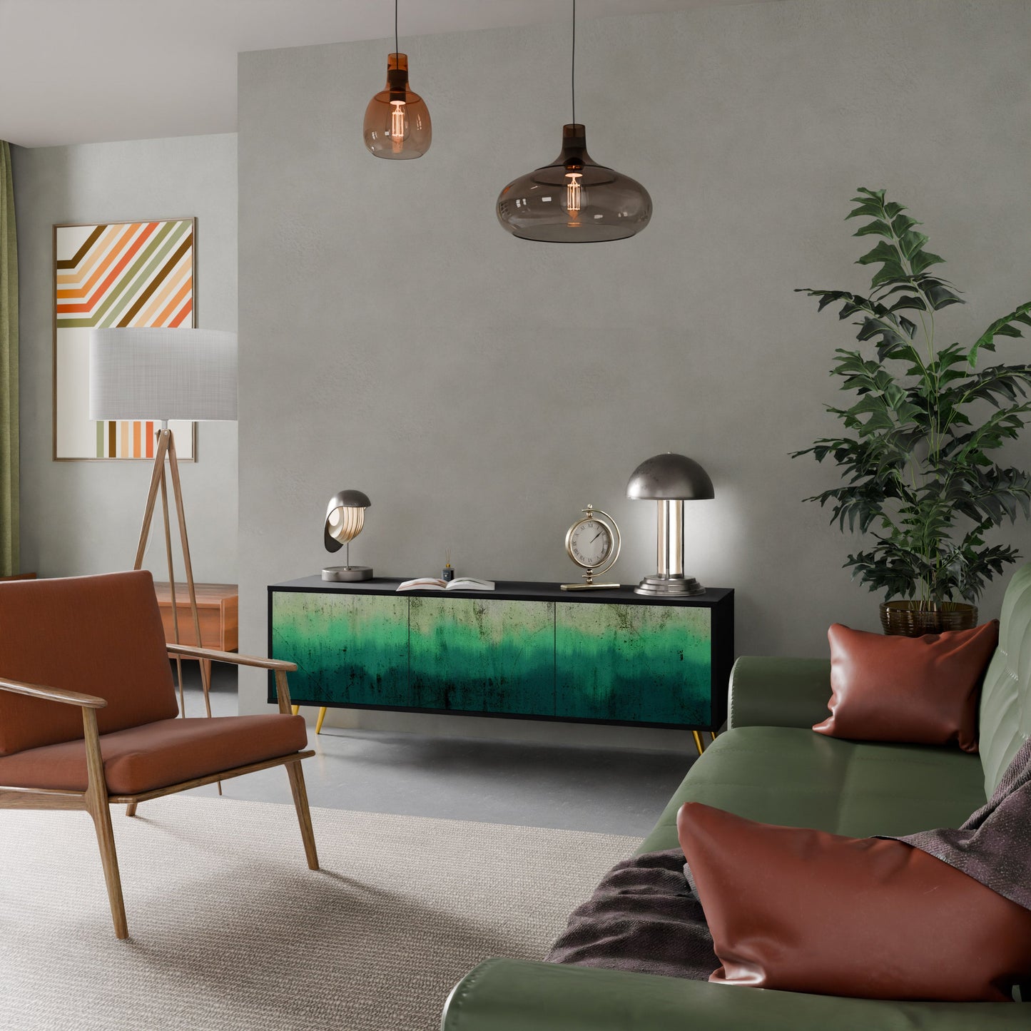 Mobile TV NORTHERN LIGHTS a 3 ante con finitura nera