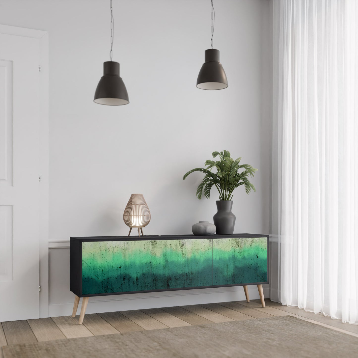 Mobile TV NORTHERN LIGHTS a 3 ante con finitura nera