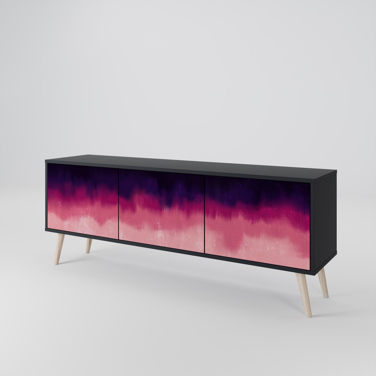 Mobile TV AURORA BOREALIS a 3 ante in finitura nera
