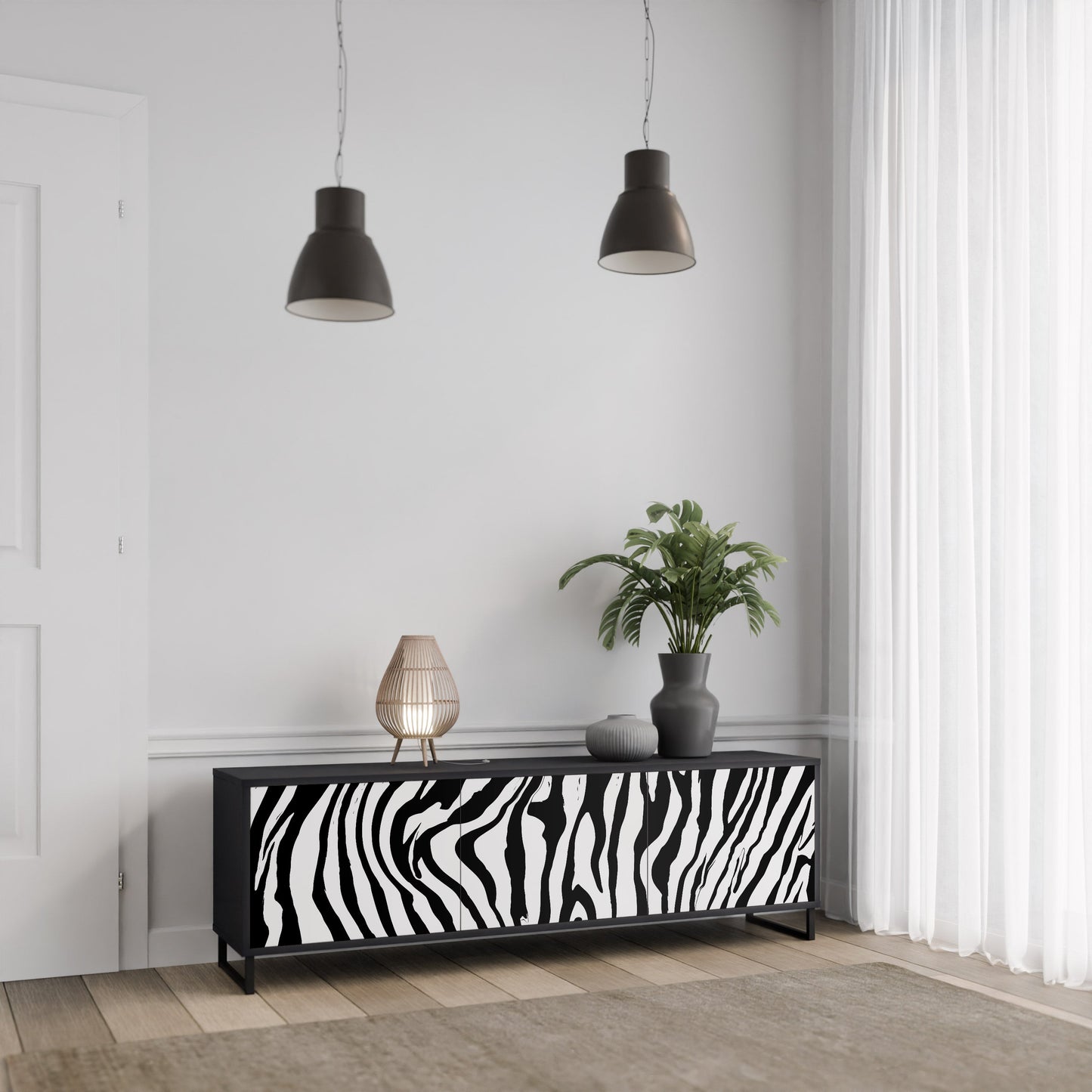 Mobile TV SPLENDID ZEBRA a 3 ante in finitura nera