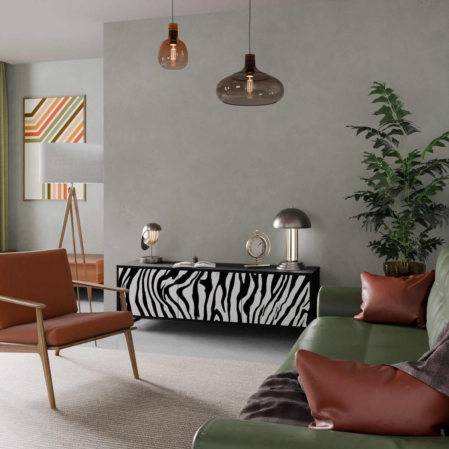 Mobile TV SPLENDID ZEBRA a 3 ante in finitura nera