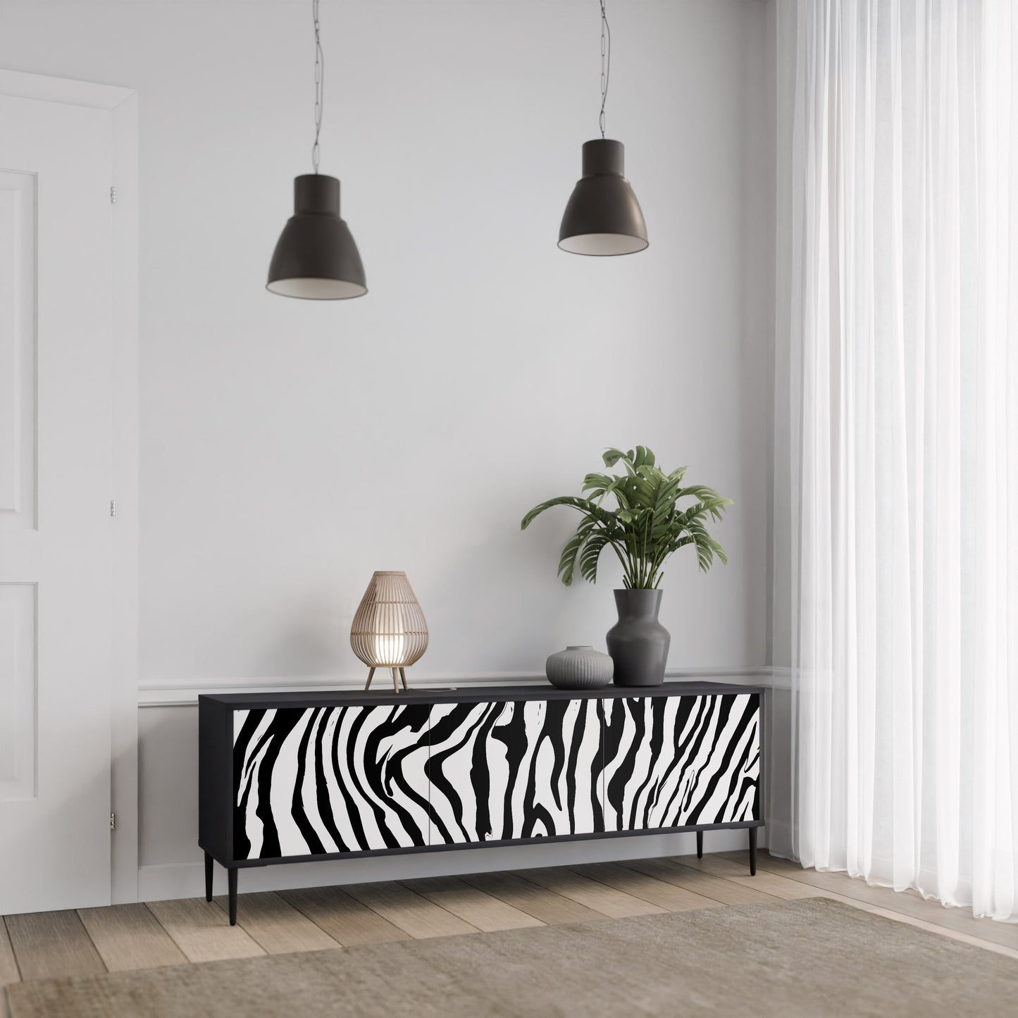 Mobile TV SPLENDID ZEBRA a 3 ante in finitura nera