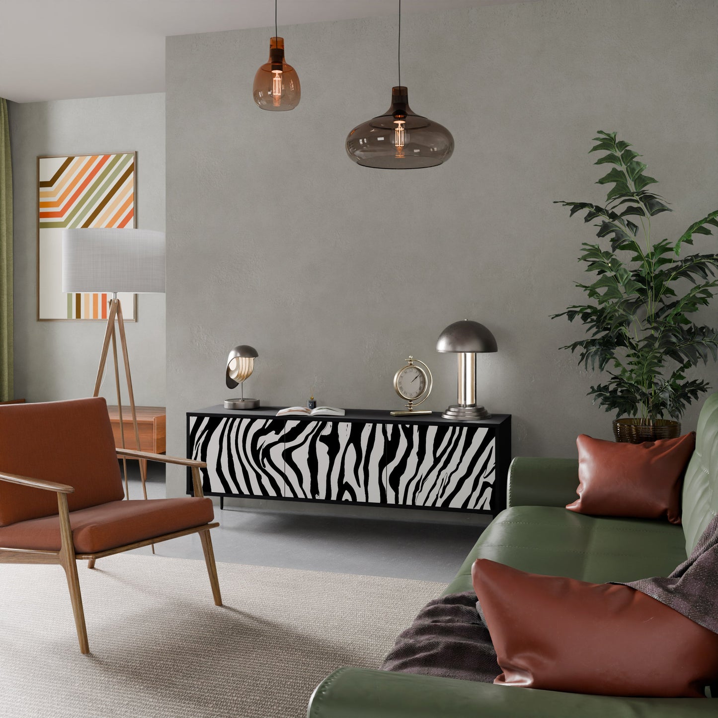 Mobile TV SPLENDID ZEBRA a 3 ante in finitura nera