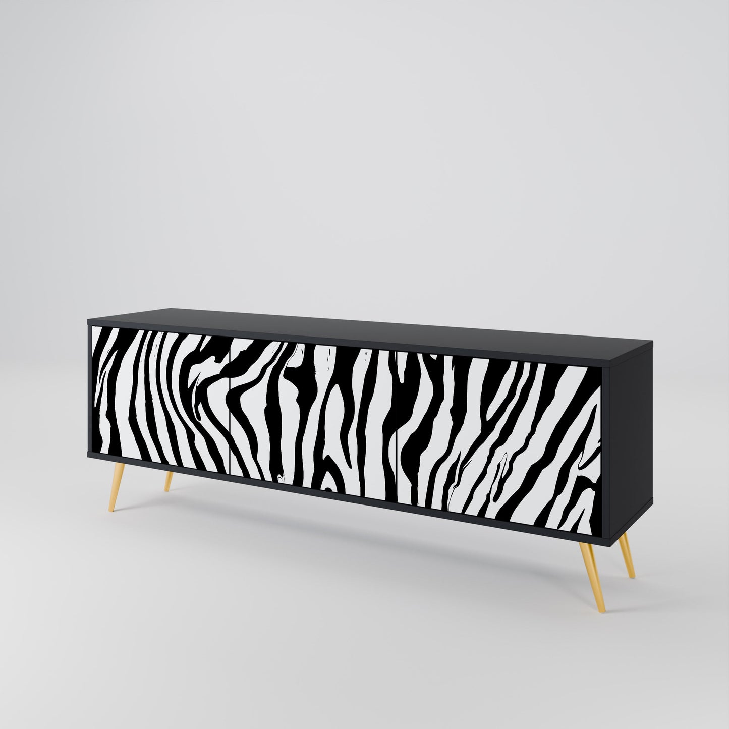 Mobile TV SPLENDID ZEBRA a 3 ante in finitura nera