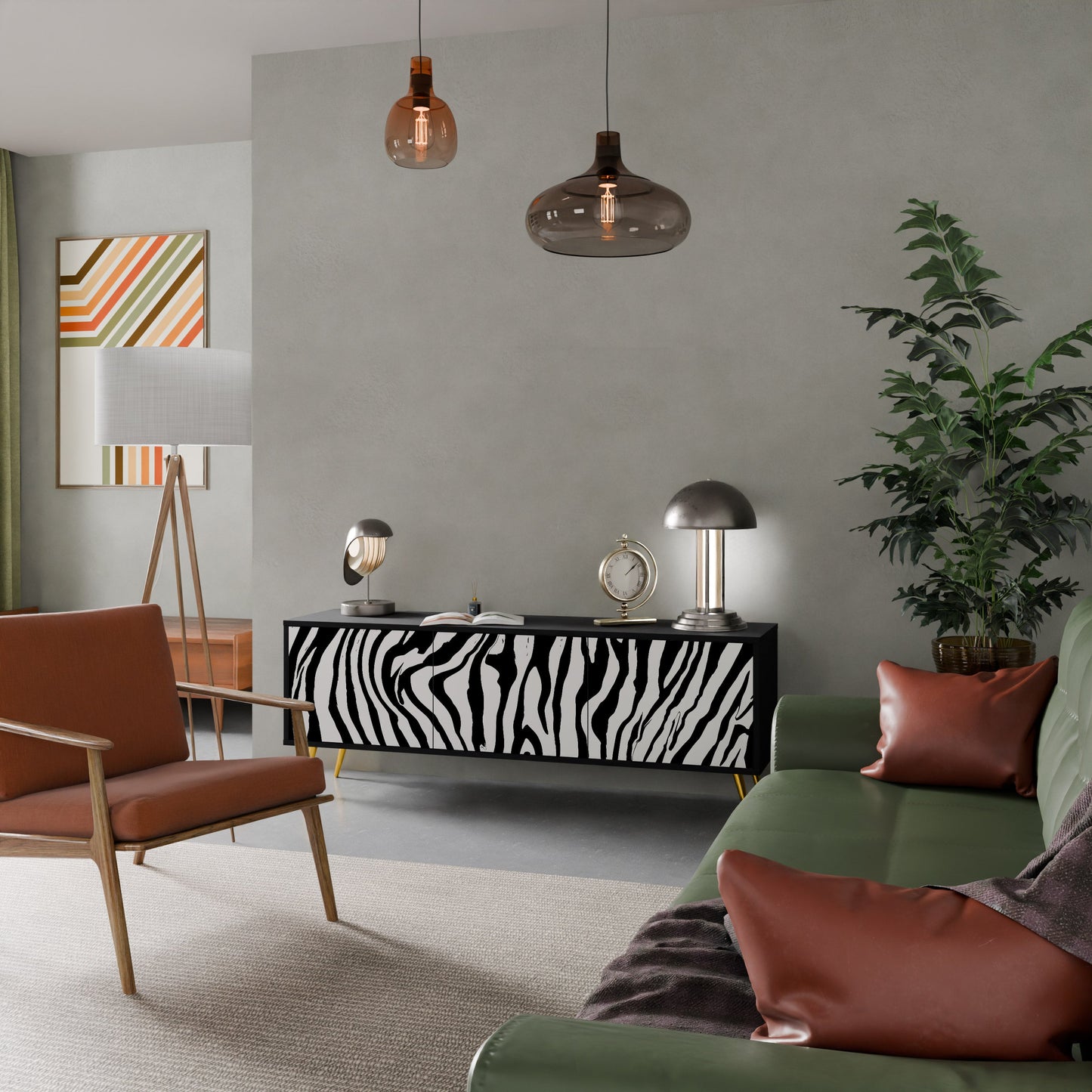 Mobile TV SPLENDID ZEBRA a 3 ante in finitura nera