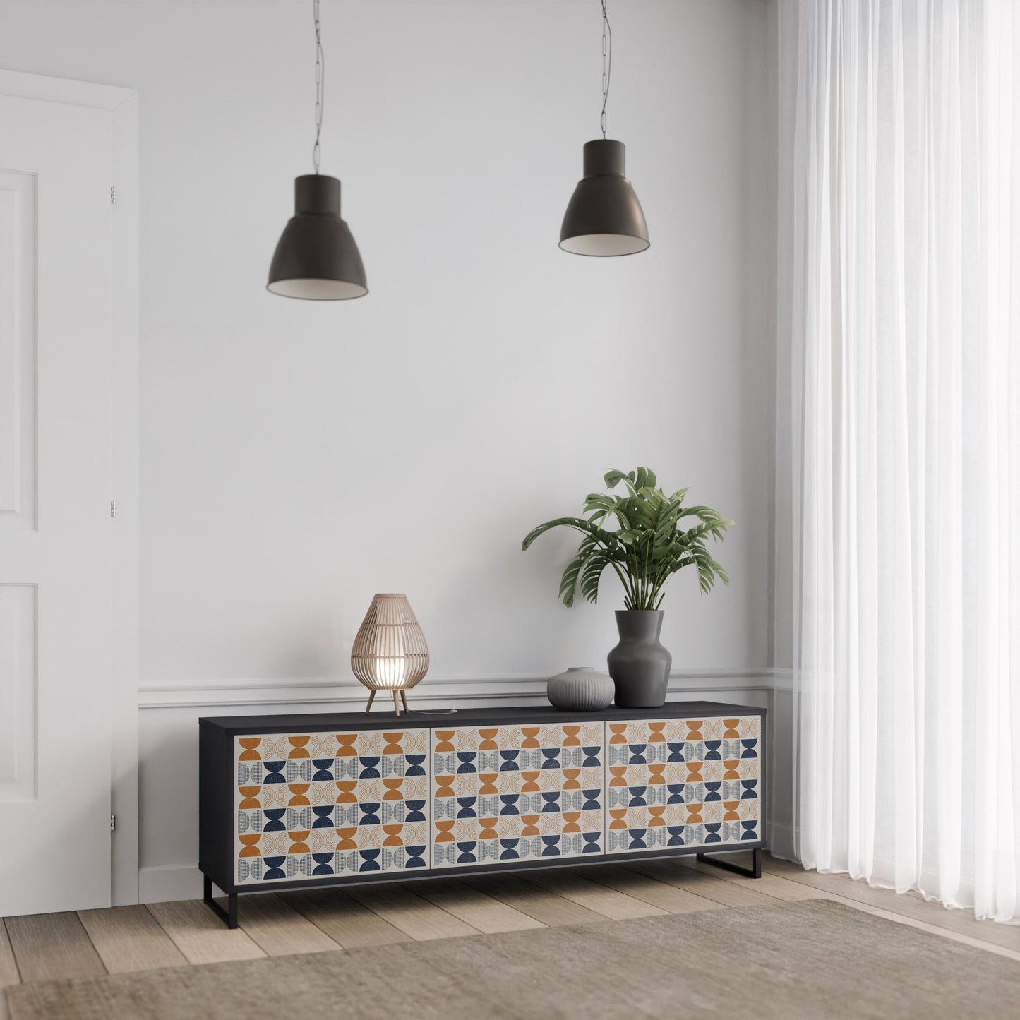 Mobile TV a 3 ante REFLECTION RANGE in finitura nera