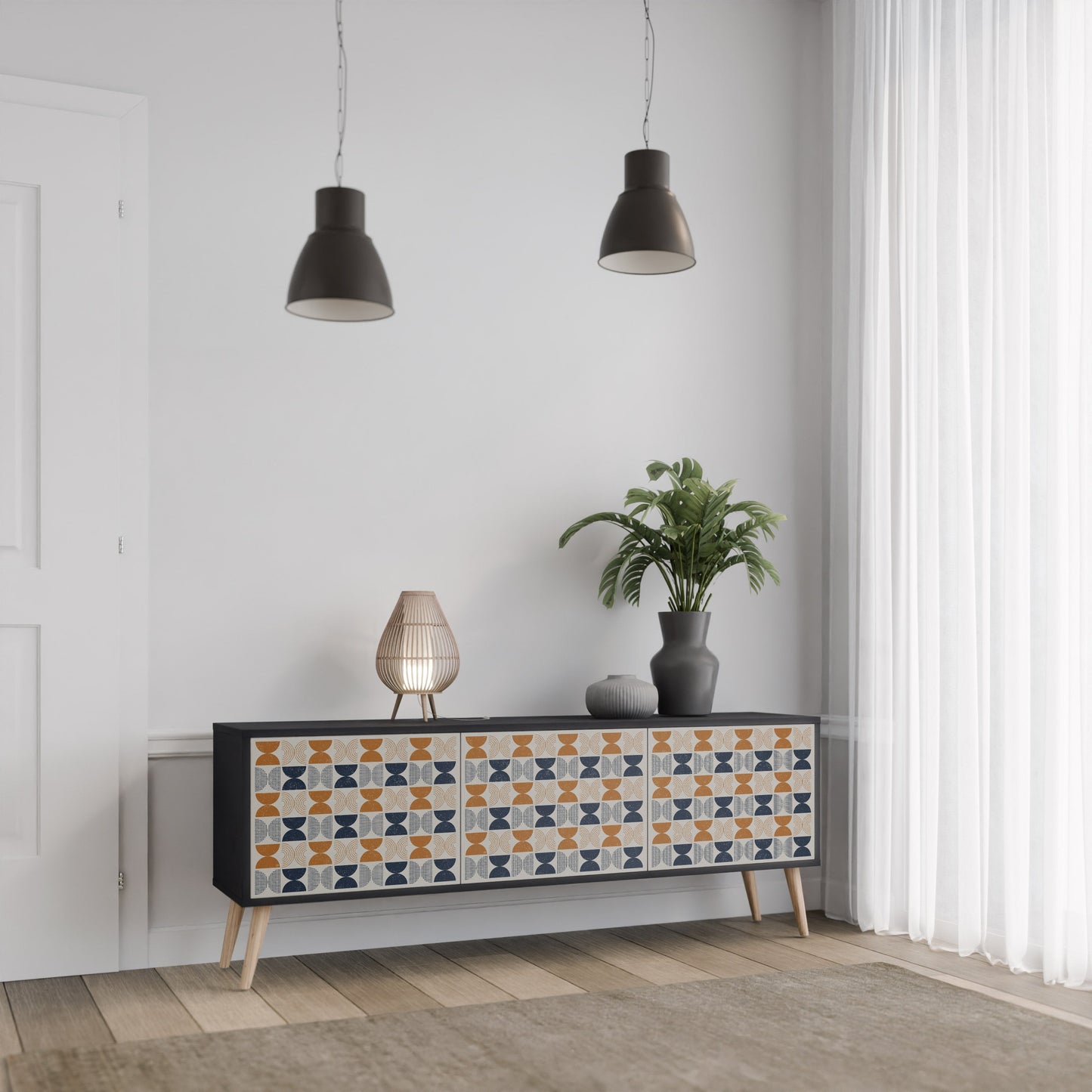 Mobile TV a 3 ante REFLECTION RANGE in finitura nera