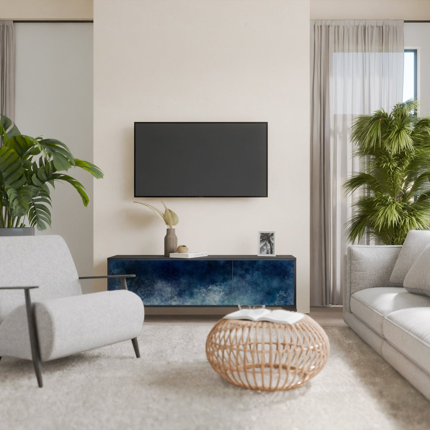 Mobile TV CELESTIAL FALL a 3 ante con finitura nera