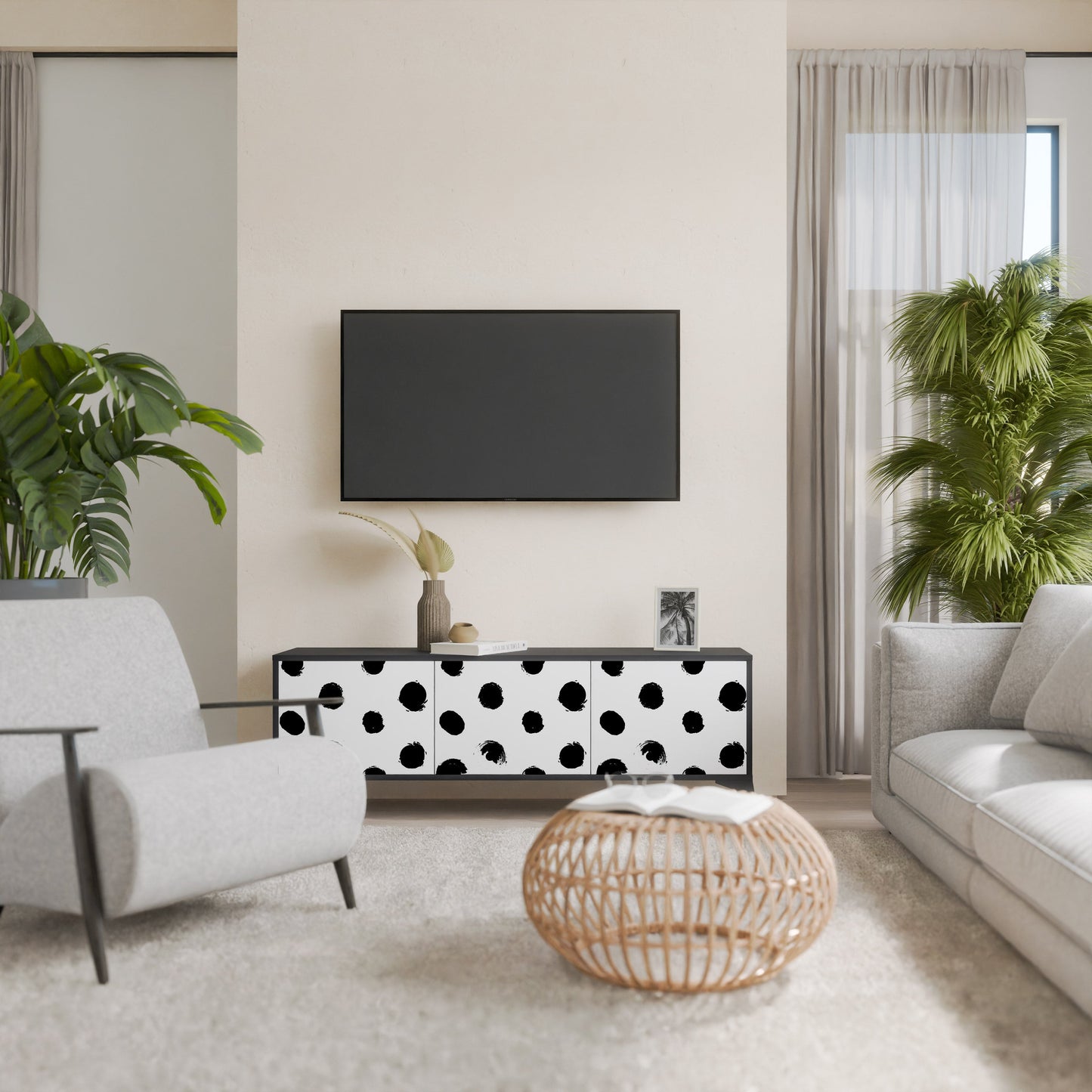 Mobile TV SLIPPING MINUTES a 3 ante con finitura nera