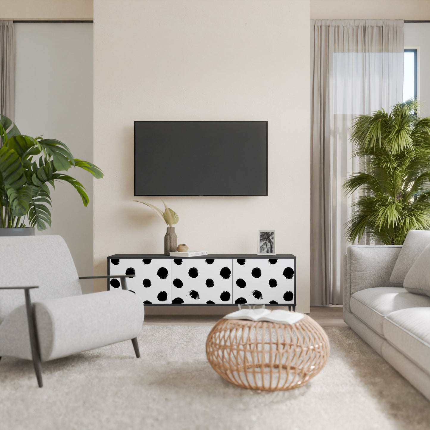 Mobile TV SLIPPING MINUTES a 3 ante con finitura nera