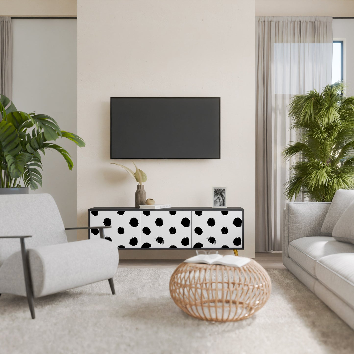 Mobile TV SLIPPING MINUTES a 3 ante con finitura nera