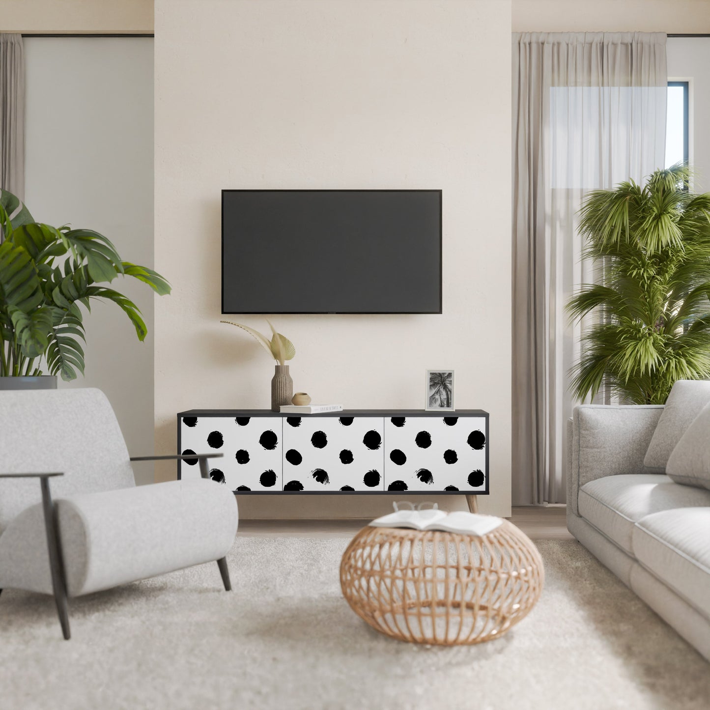 Mobile TV SLIPPING MINUTES a 3 ante con finitura nera