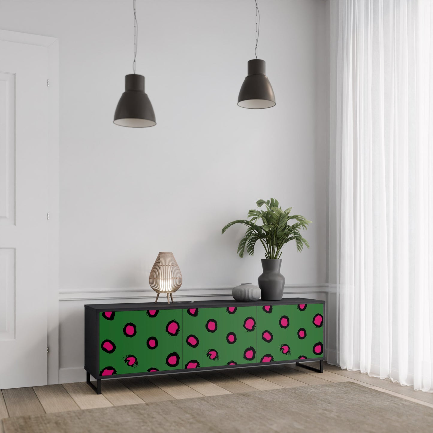 Mobile TV FUNKY SPOTS a 3 ante con finitura nera