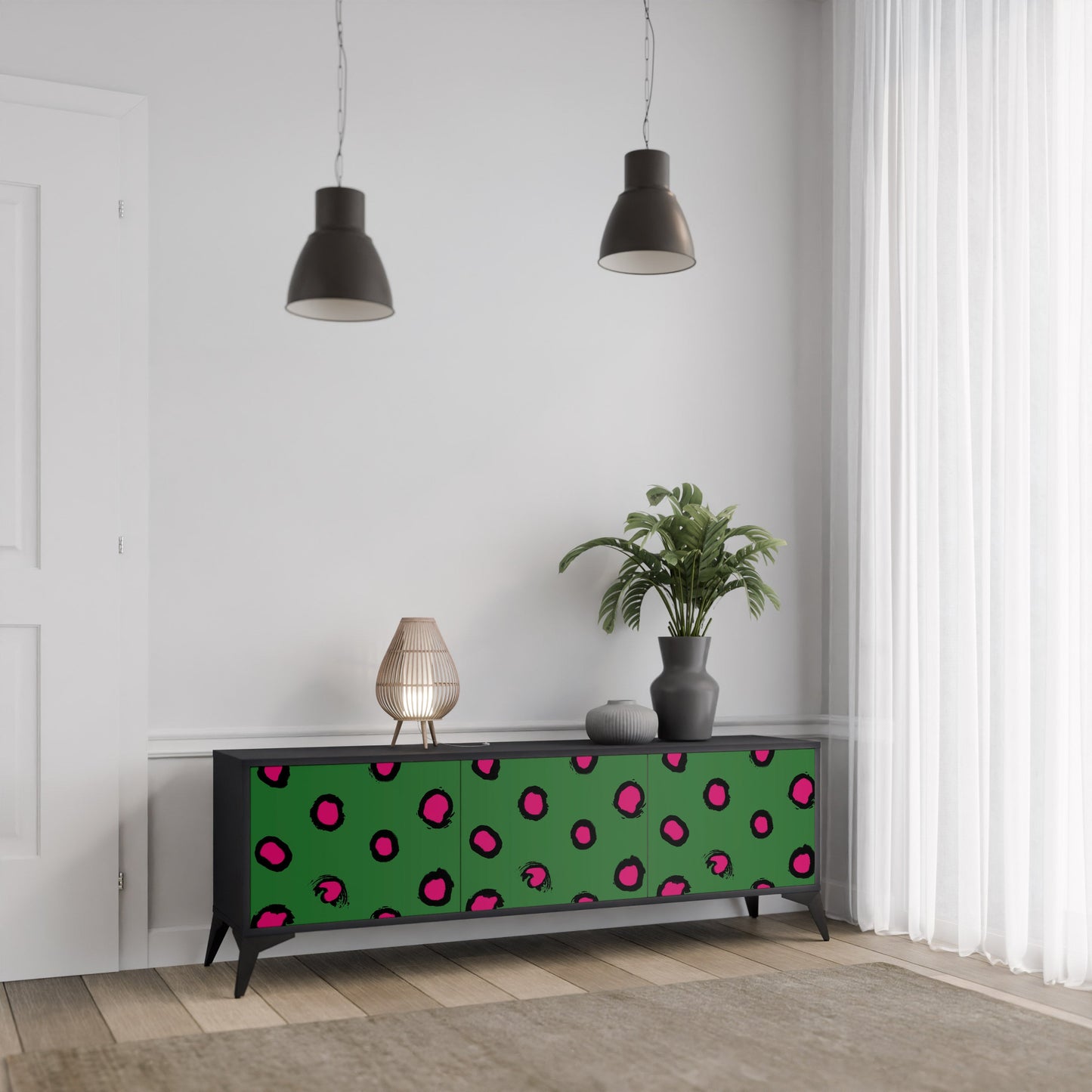 Mobile TV FUNKY SPOTS a 3 ante con finitura nera