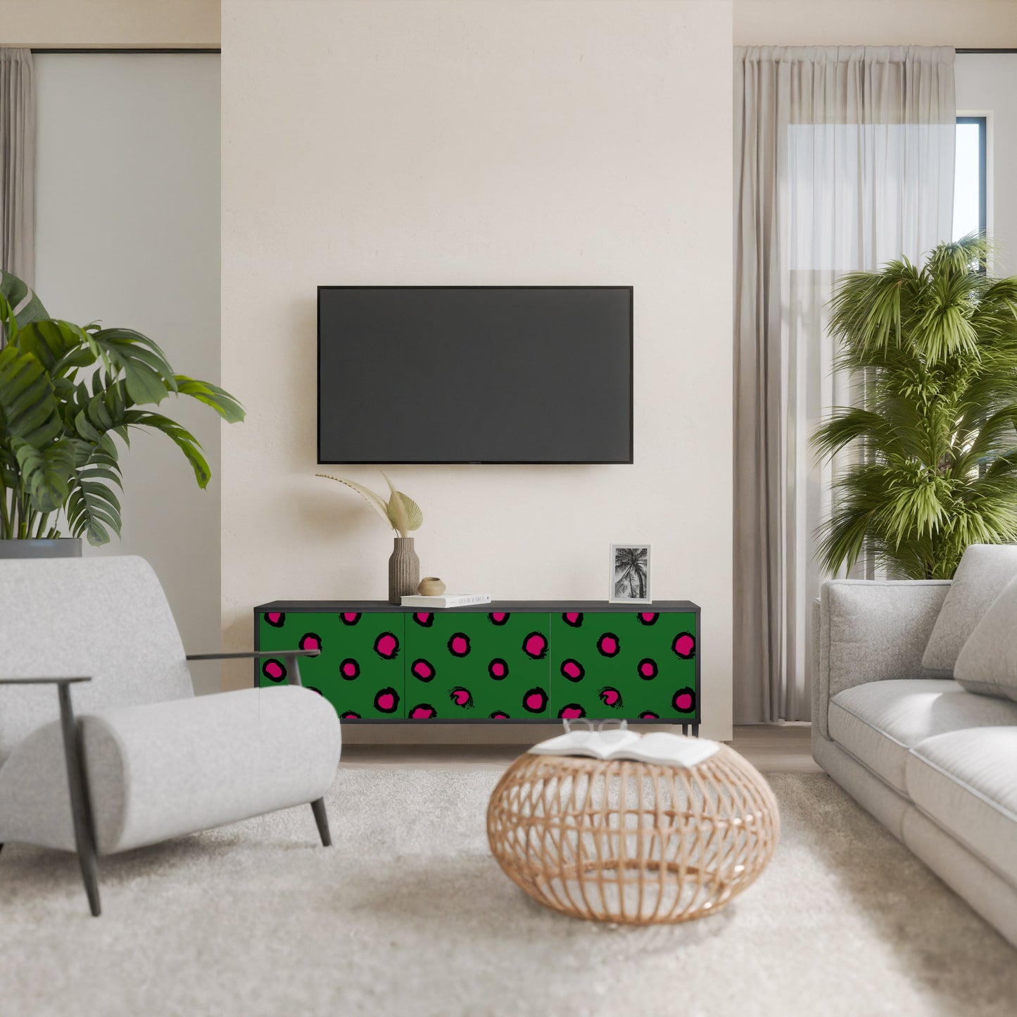Mobile TV FUNKY SPOTS a 3 ante con finitura nera