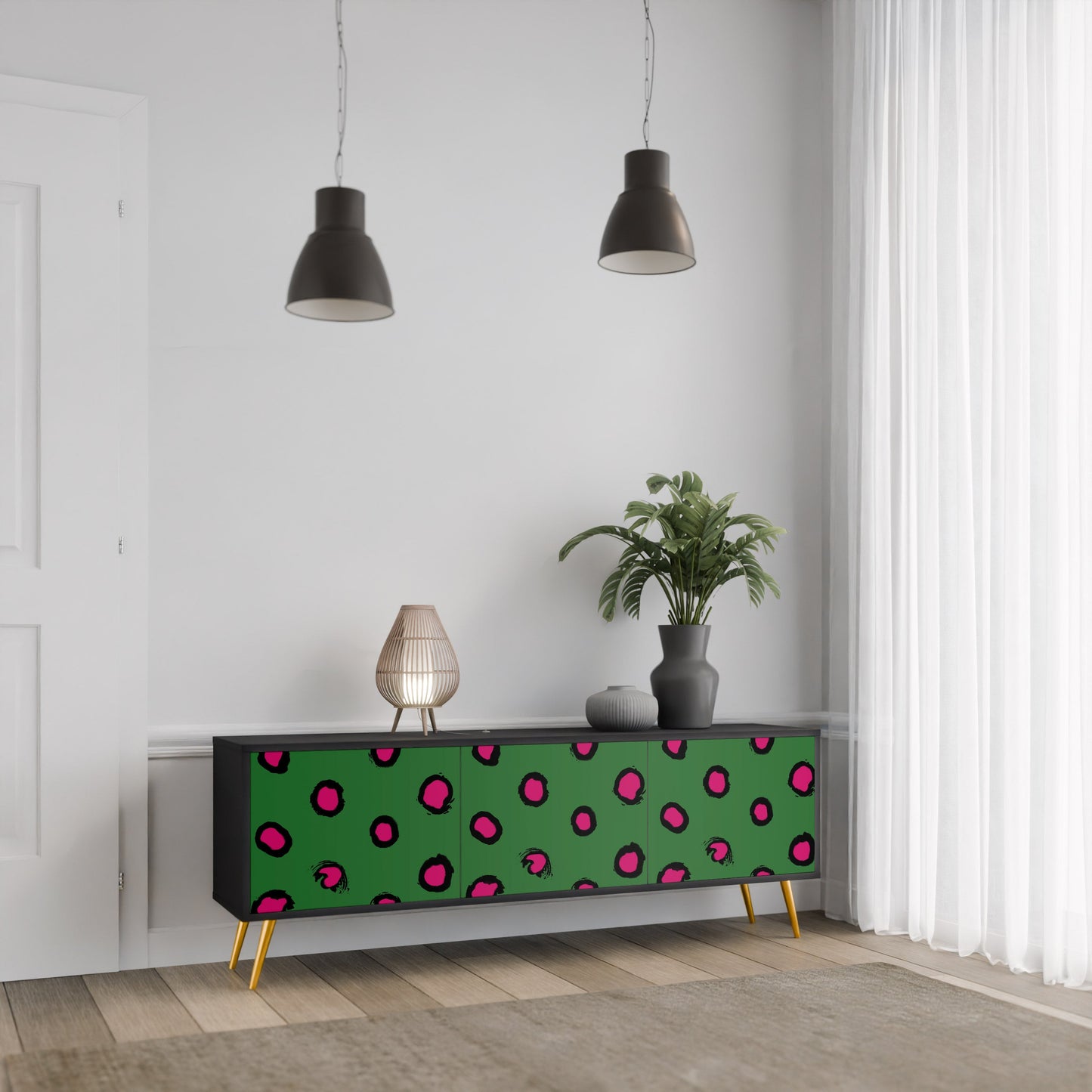 Mobile TV FUNKY SPOTS a 3 ante con finitura nera