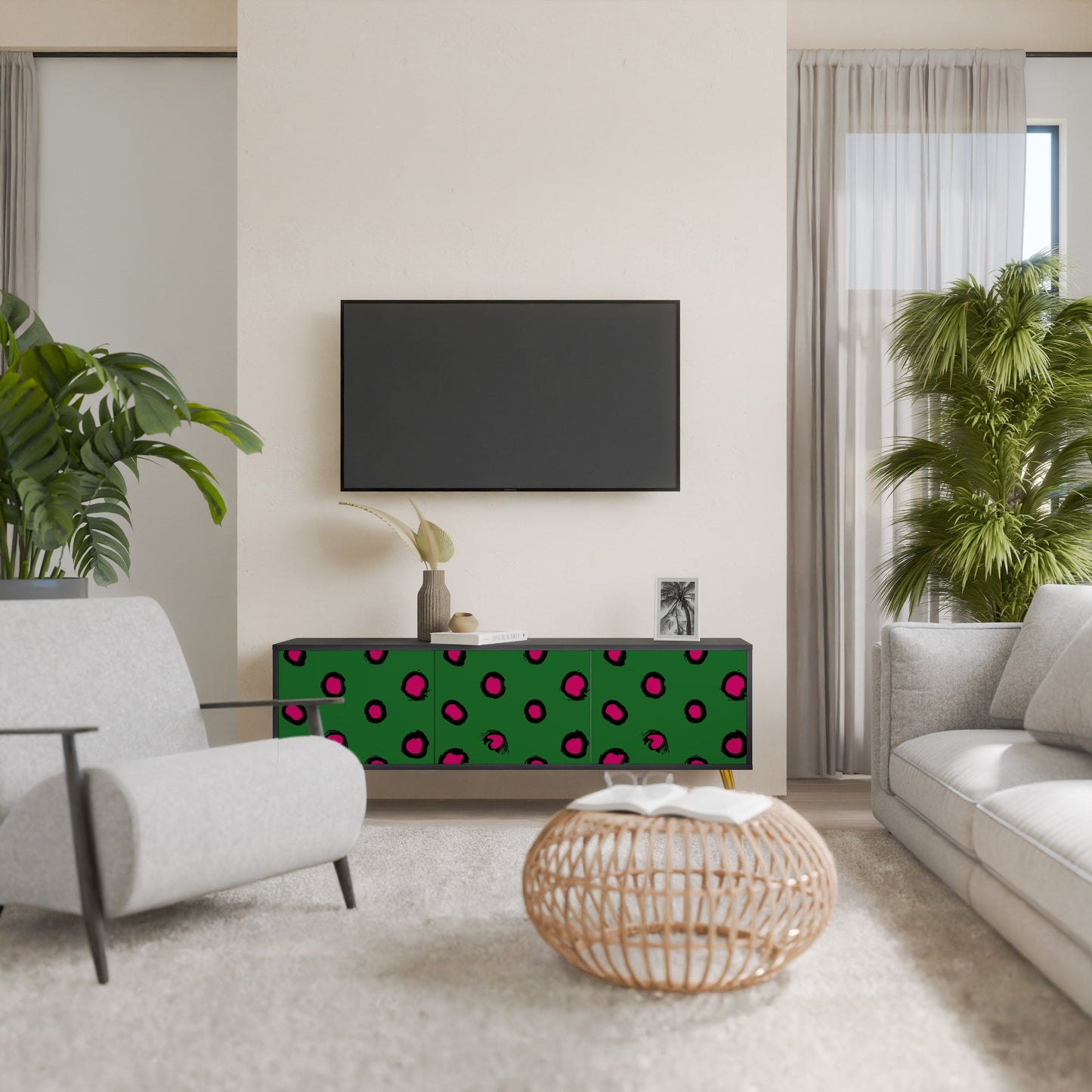 Mobile TV FUNKY SPOTS a 3 ante con finitura nera