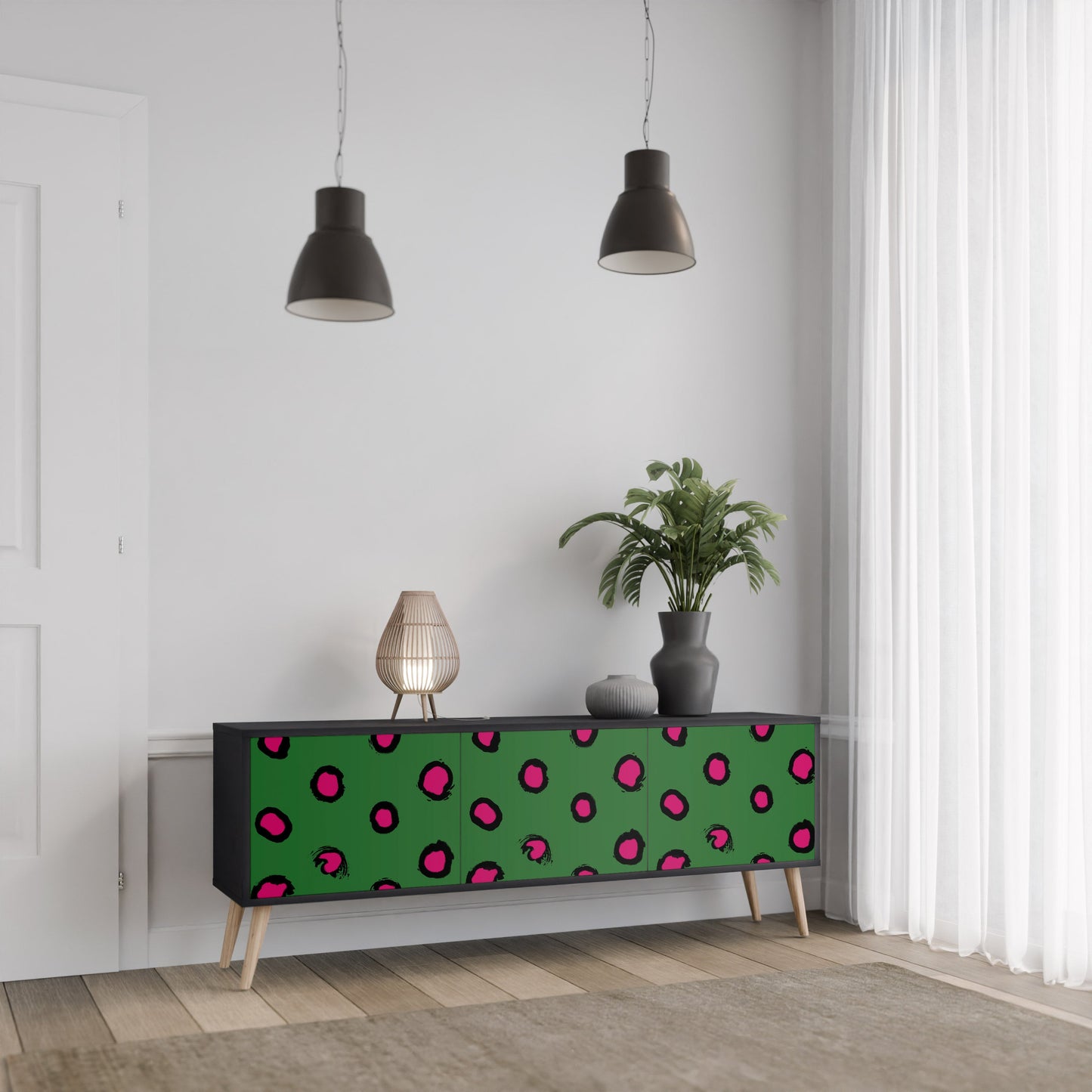Mobile TV FUNKY SPOTS a 3 ante con finitura nera
