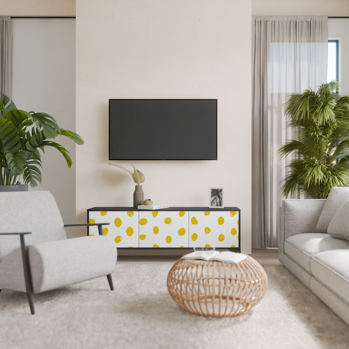 Mobile TV RADIANT REVERIE a 3 ante con finitura nera