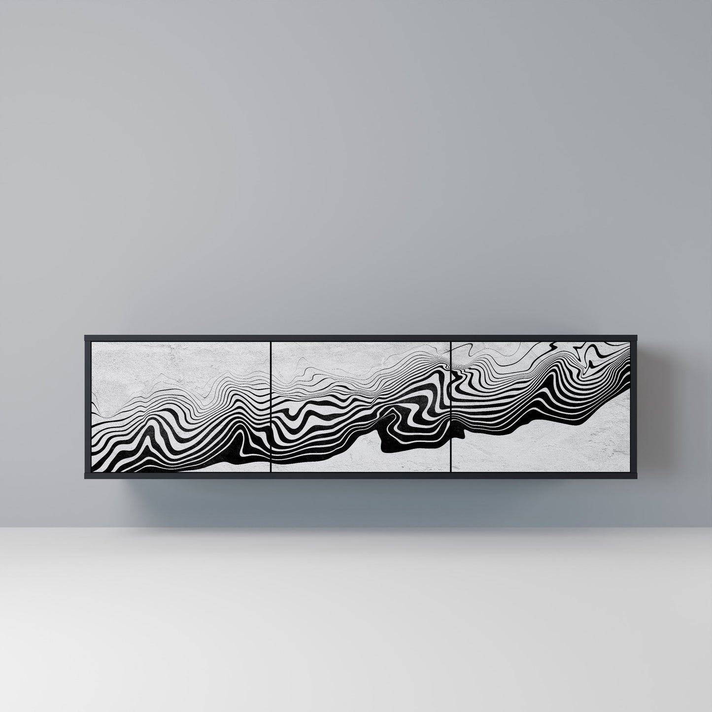 Mobile TV MONOCHROME MIRAGE a 3 ante in finitura nera