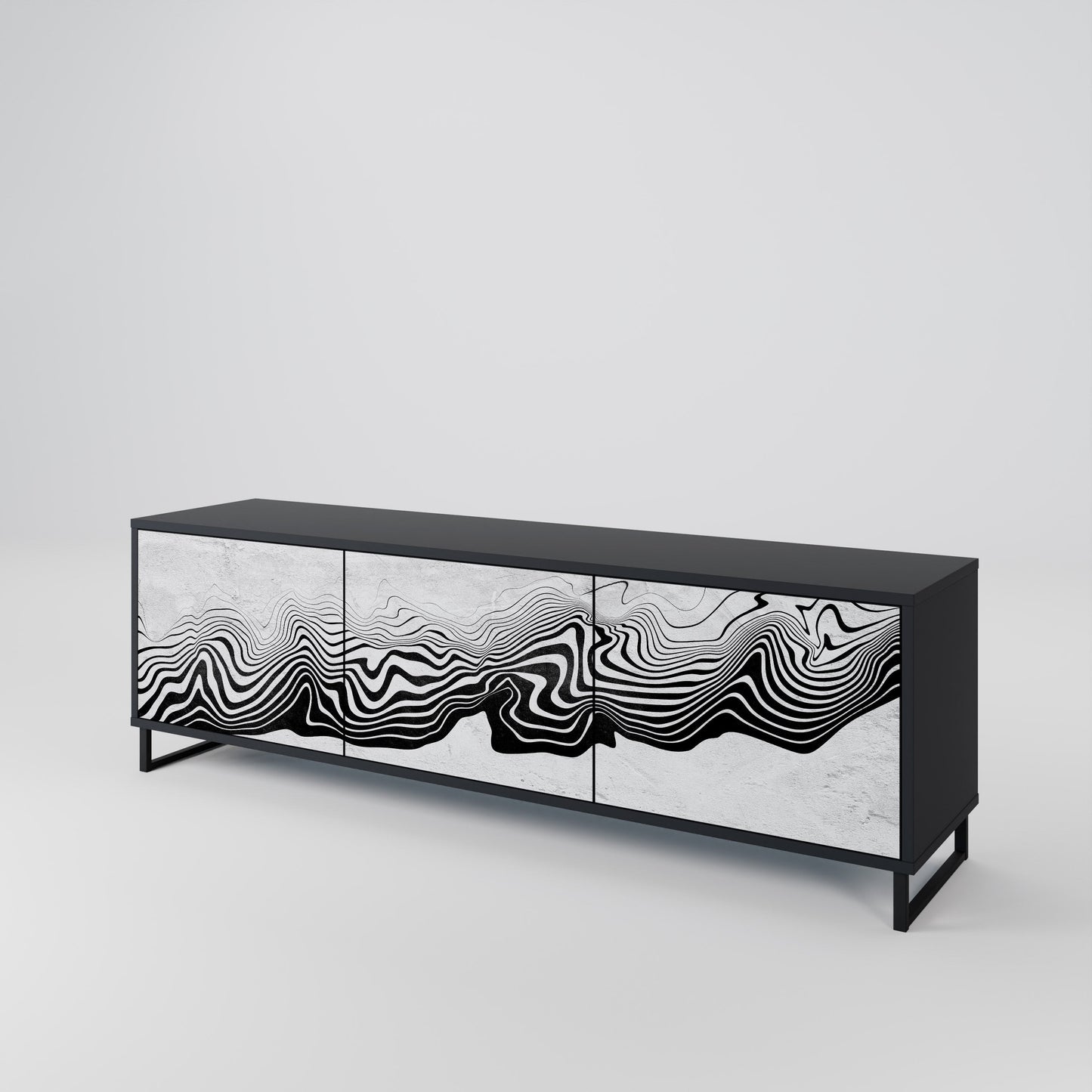 Mobile TV MONOCHROME MIRAGE a 3 ante in finitura nera