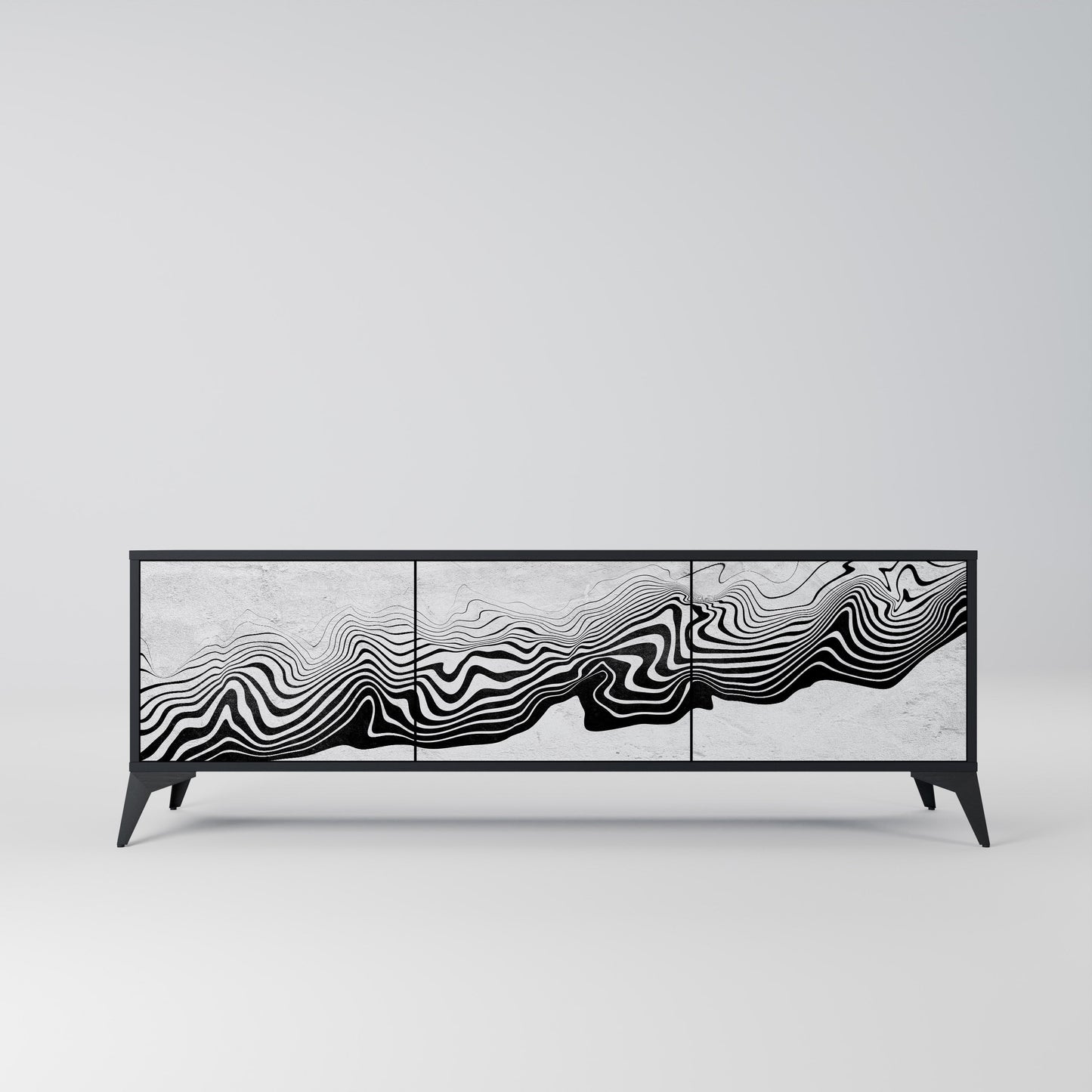Mobile TV MONOCHROME MIRAGE a 3 ante in finitura nera