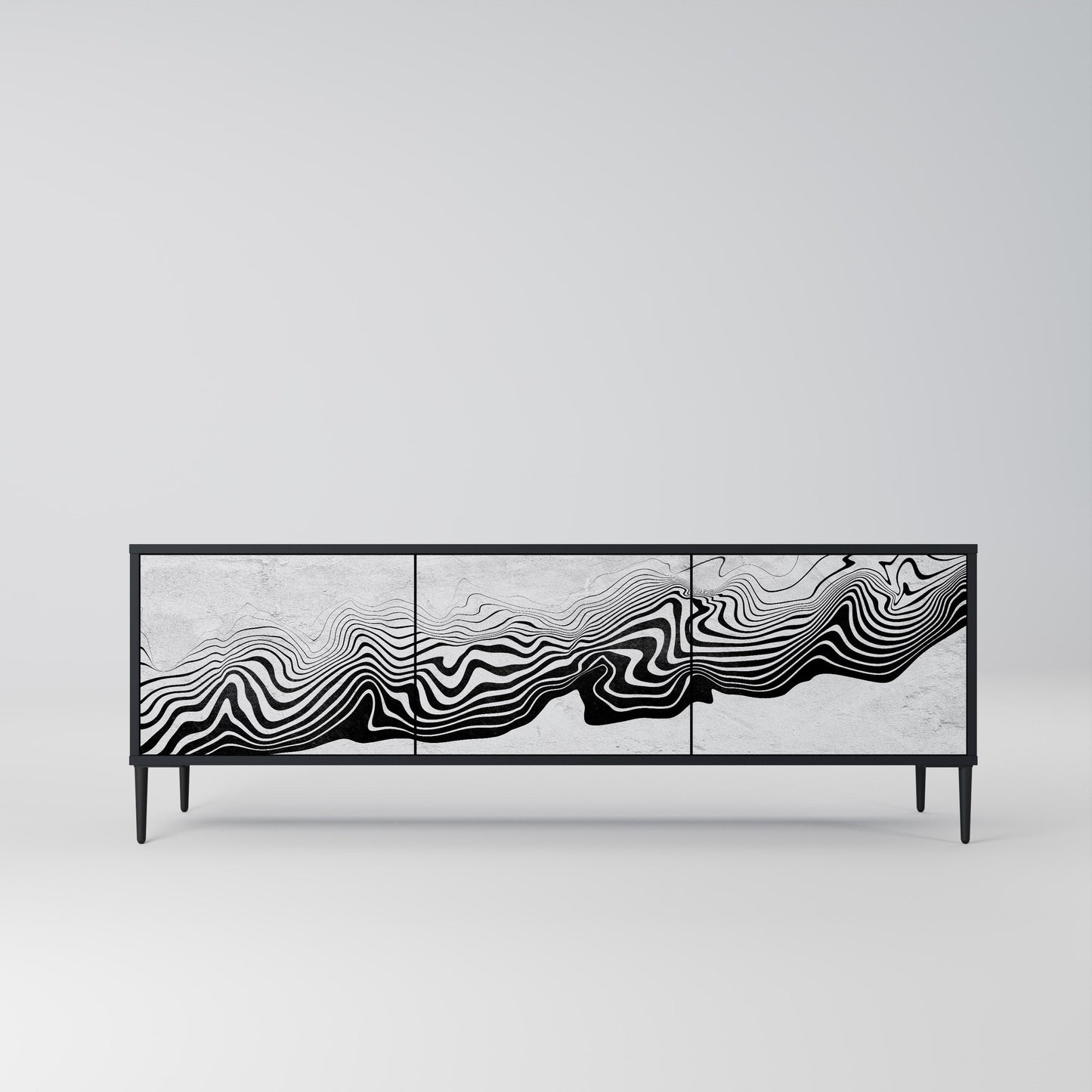 Mobile TV MONOCHROME MIRAGE a 3 ante in finitura nera