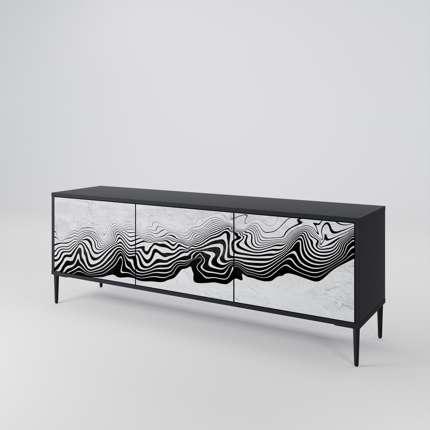 Mobile TV MONOCHROME MIRAGE a 3 ante in finitura nera