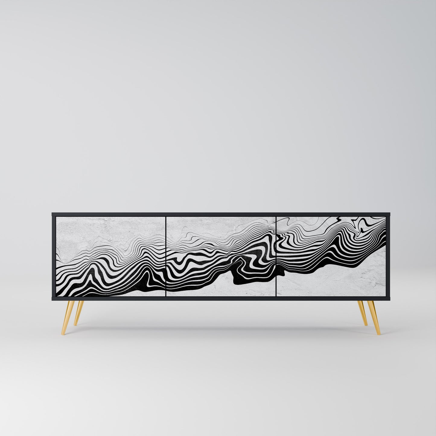 Mobile TV MONOCHROME MIRAGE a 3 ante in finitura nera
