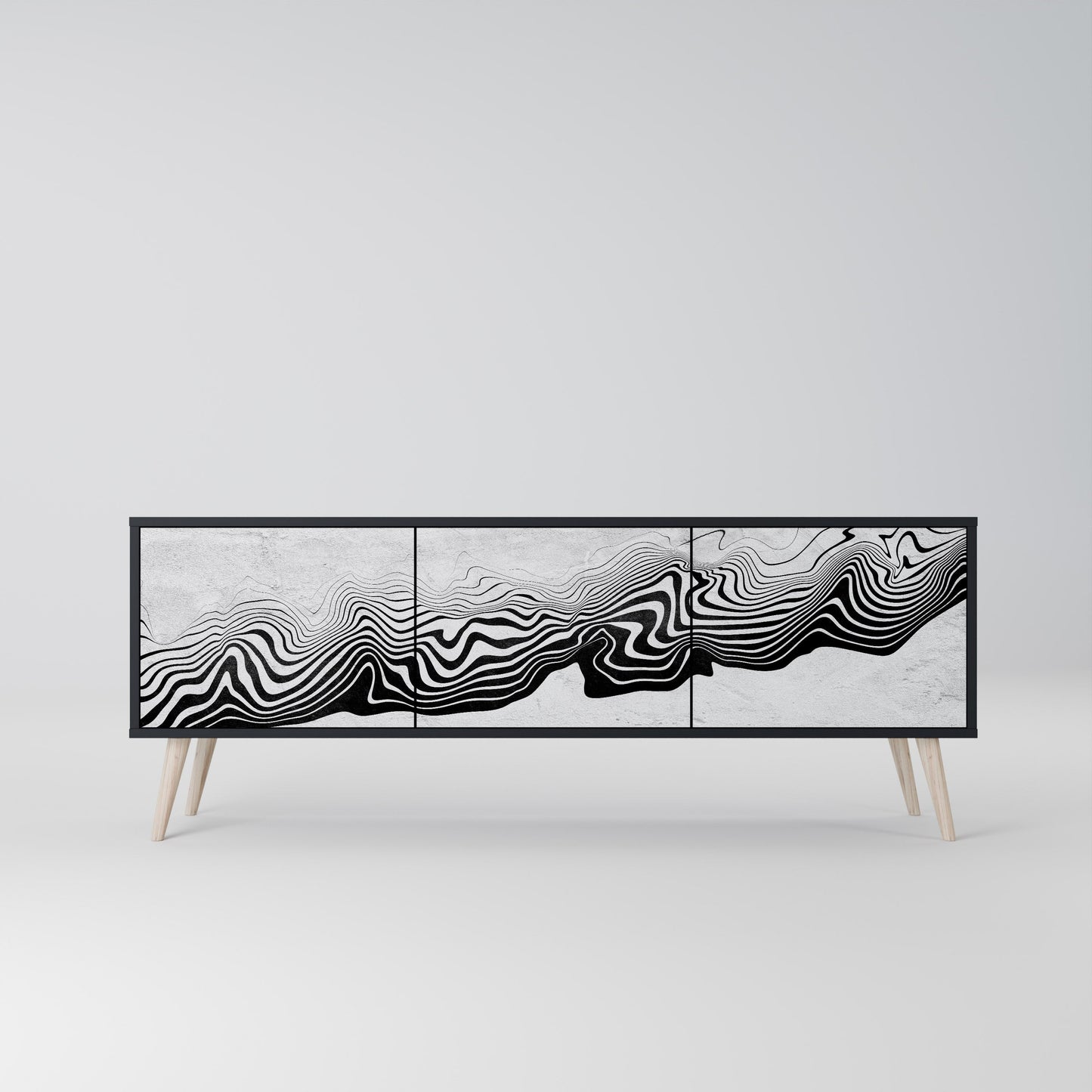 Mobile TV MONOCHROME MIRAGE a 3 ante in finitura nera