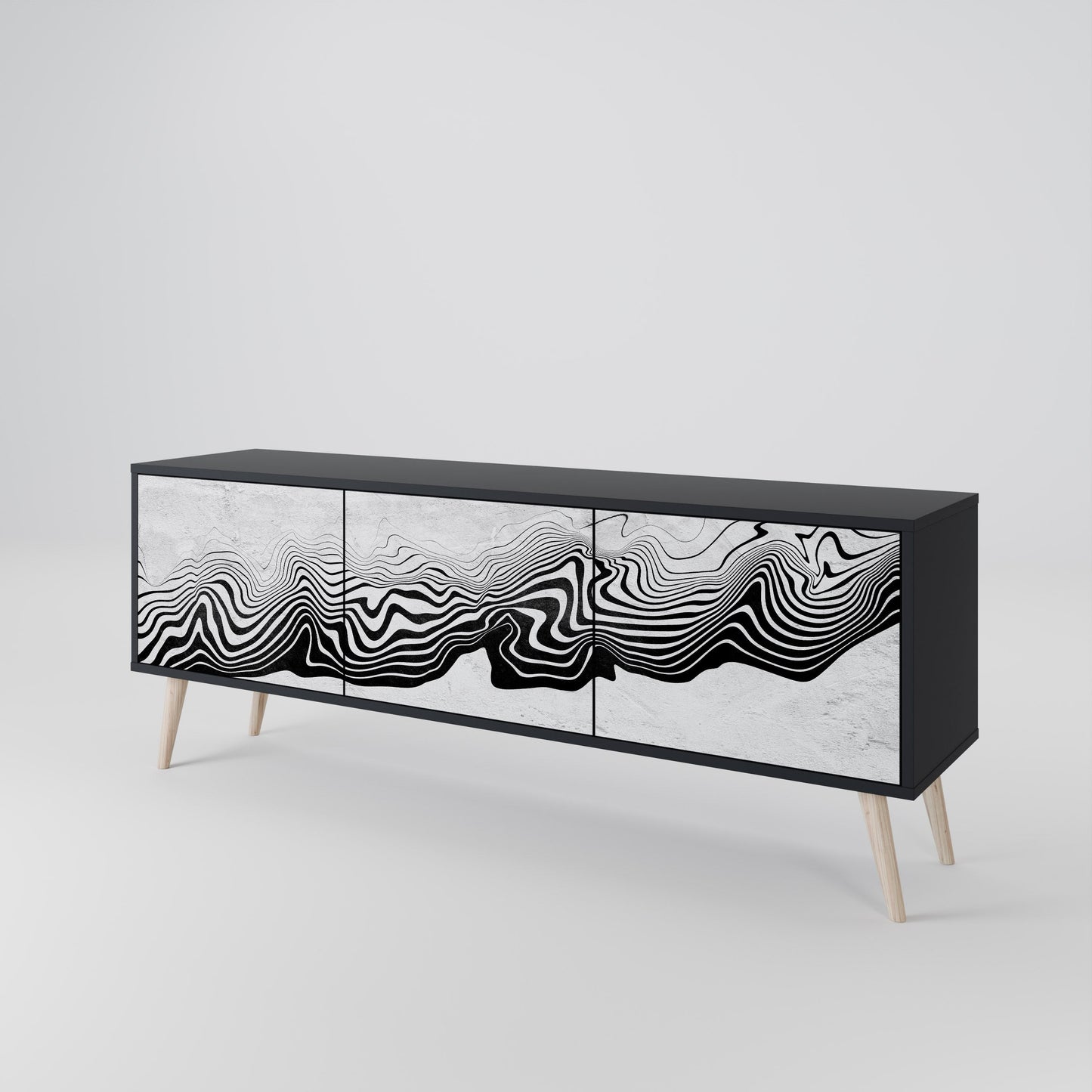 Mobile TV MONOCHROME MIRAGE a 3 ante in finitura nera