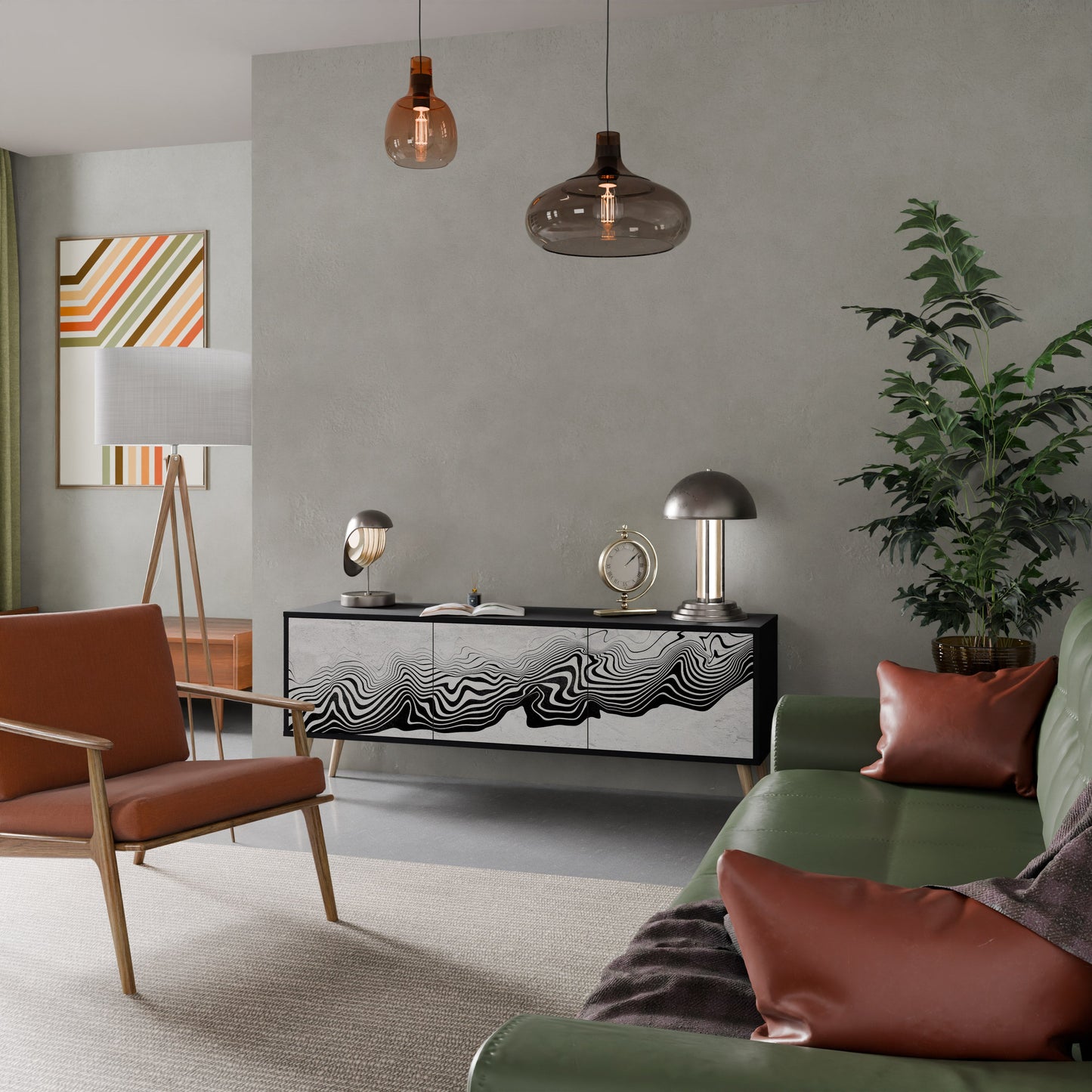 Mobile TV MONOCHROME MIRAGE a 3 ante in finitura nera