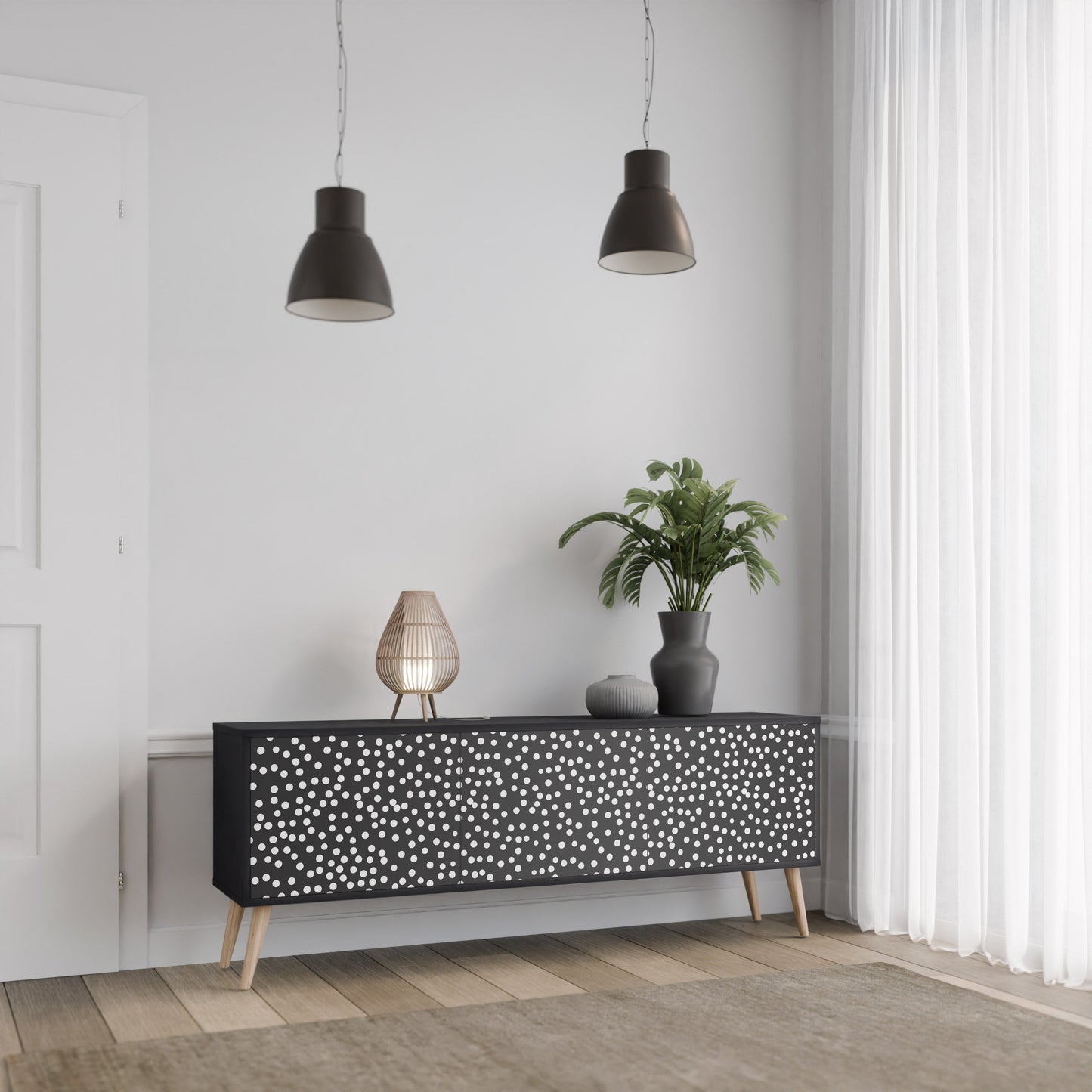 Mobile TV BLINDING LIGHTS a 3 ante con finitura nera