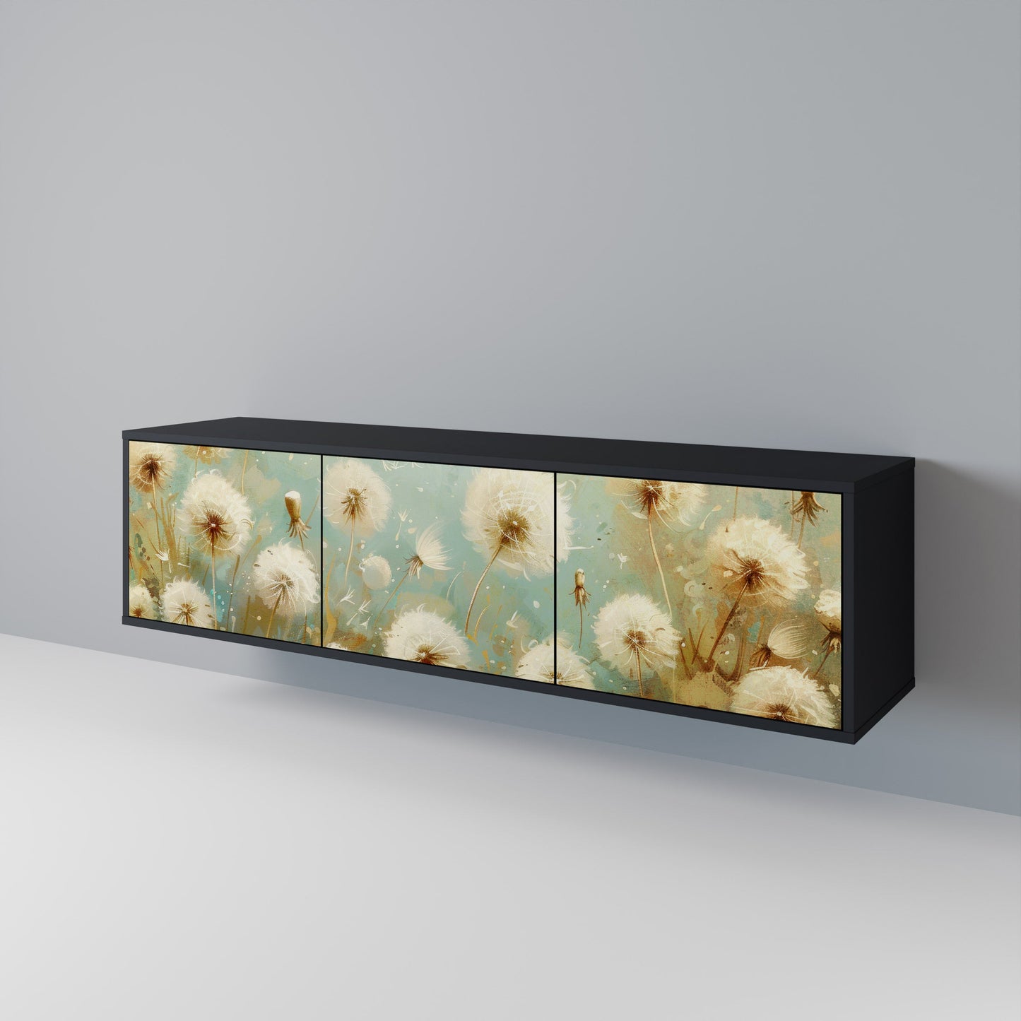 Mobile TV DREAMY MEADOW a 3 ante con finitura nera