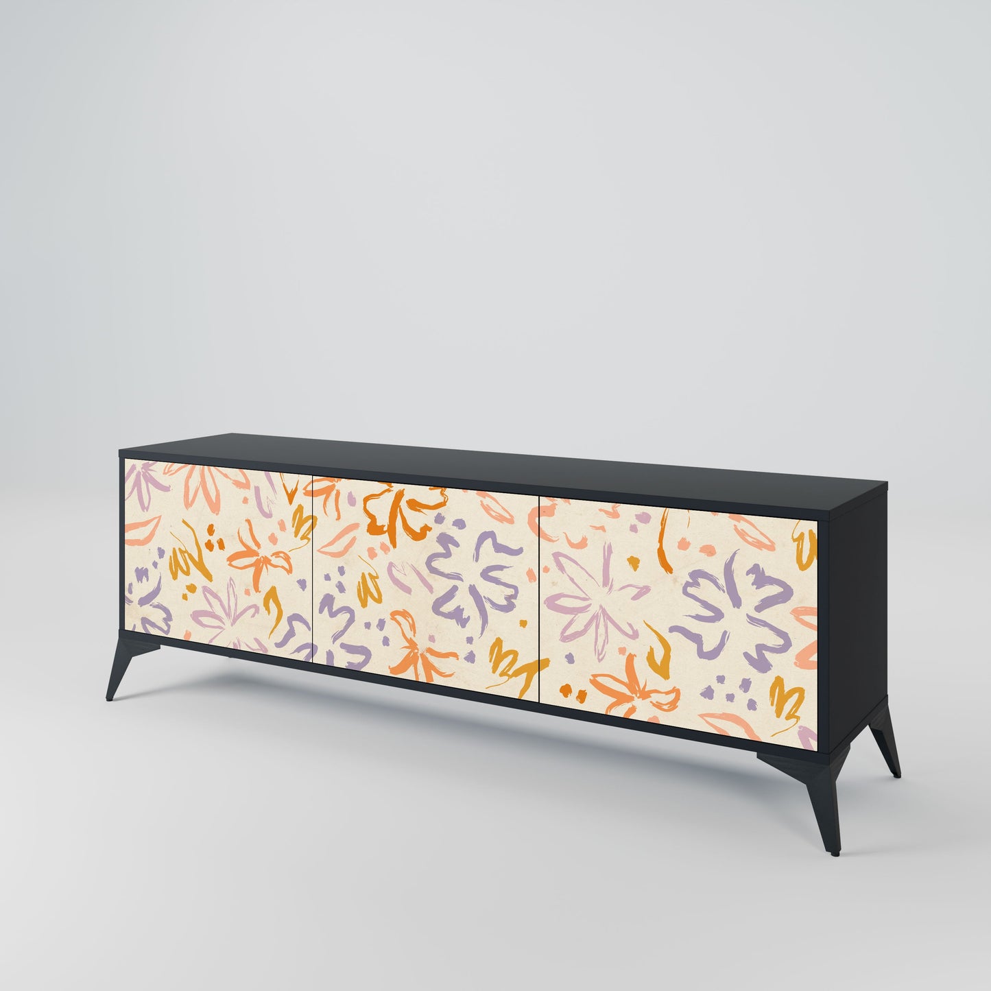SPRING WHIMSY Mobile TV a 3 ante con finitura nera