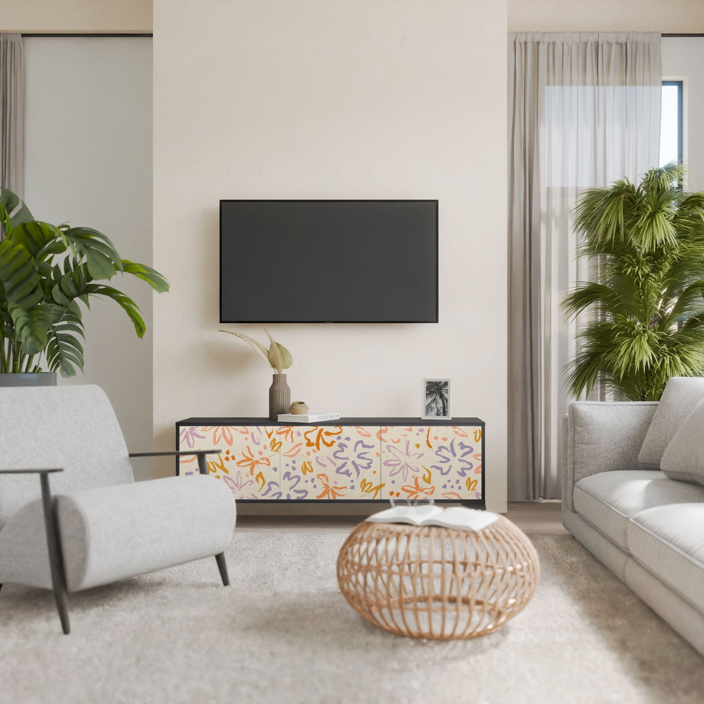 SPRING WHIMSY Mobile TV a 3 ante con finitura nera