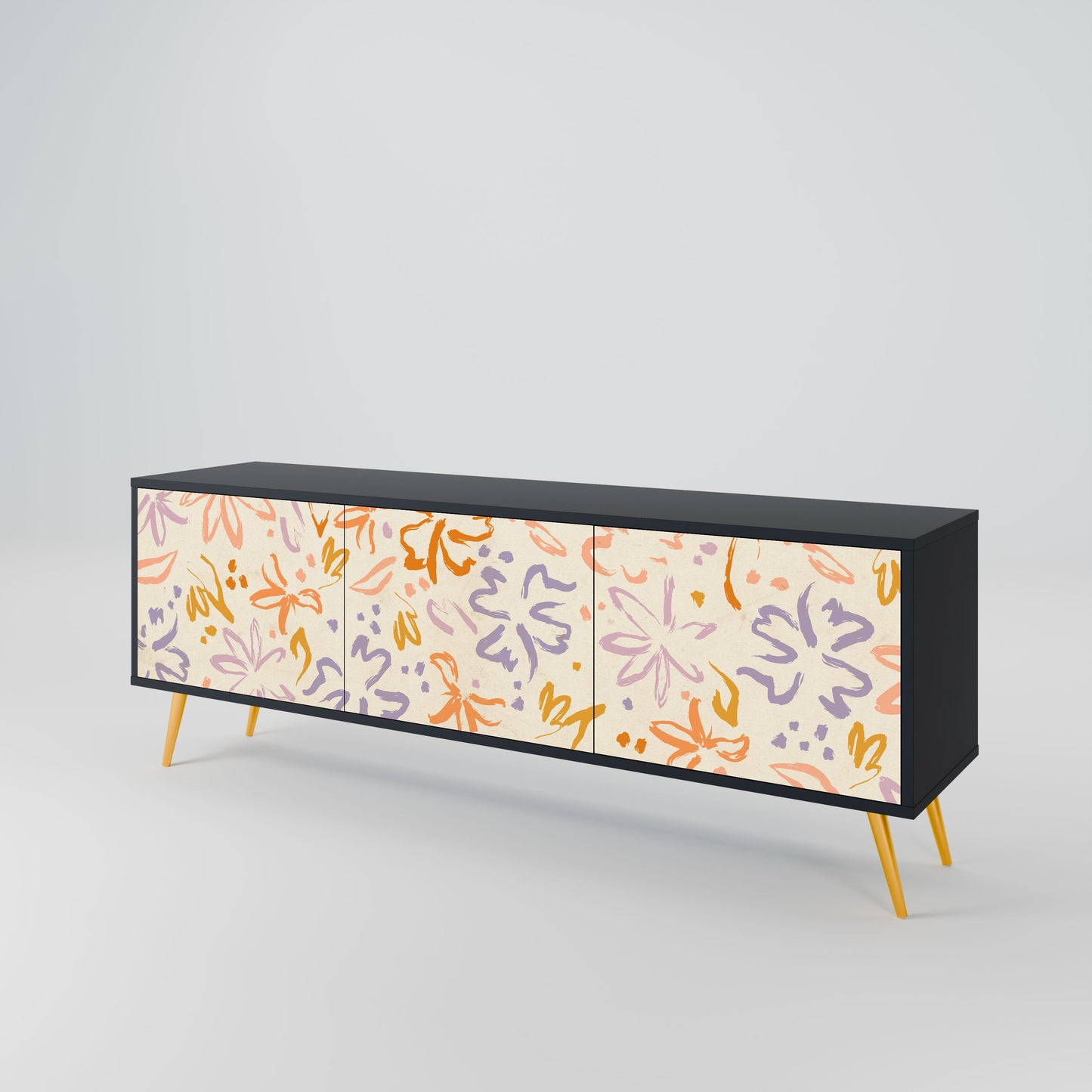 SPRING WHIMSY Mobile TV a 3 ante con finitura nera