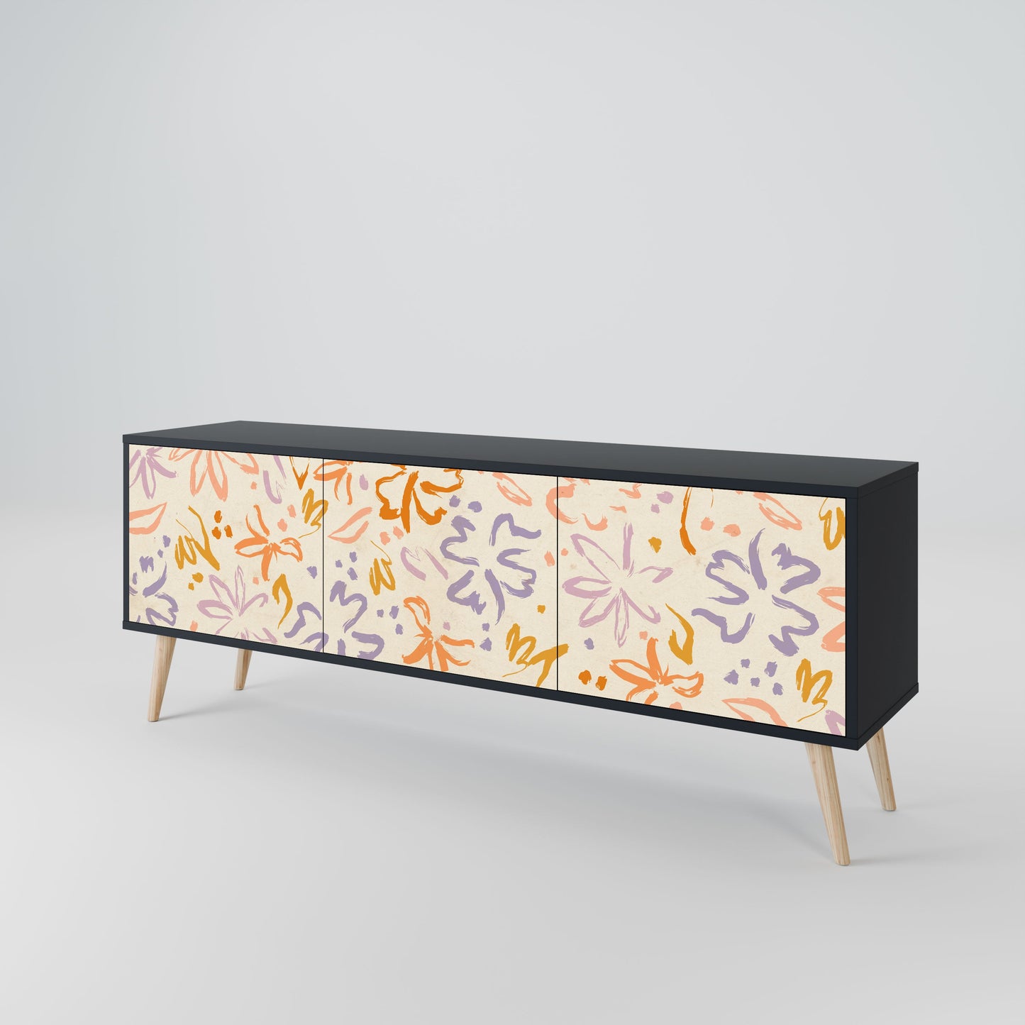 SPRING WHIMSY Mobile TV a 3 ante con finitura nera
