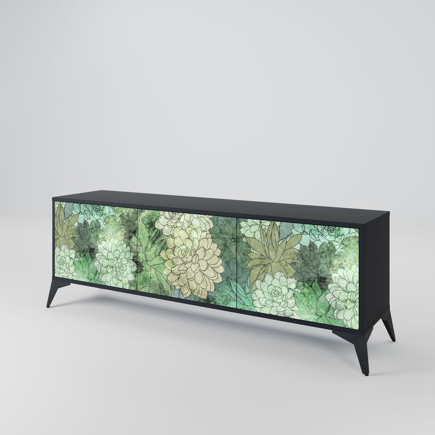 Mobile TV SUCCULENT CLUSTER a 3 ante con finitura nera