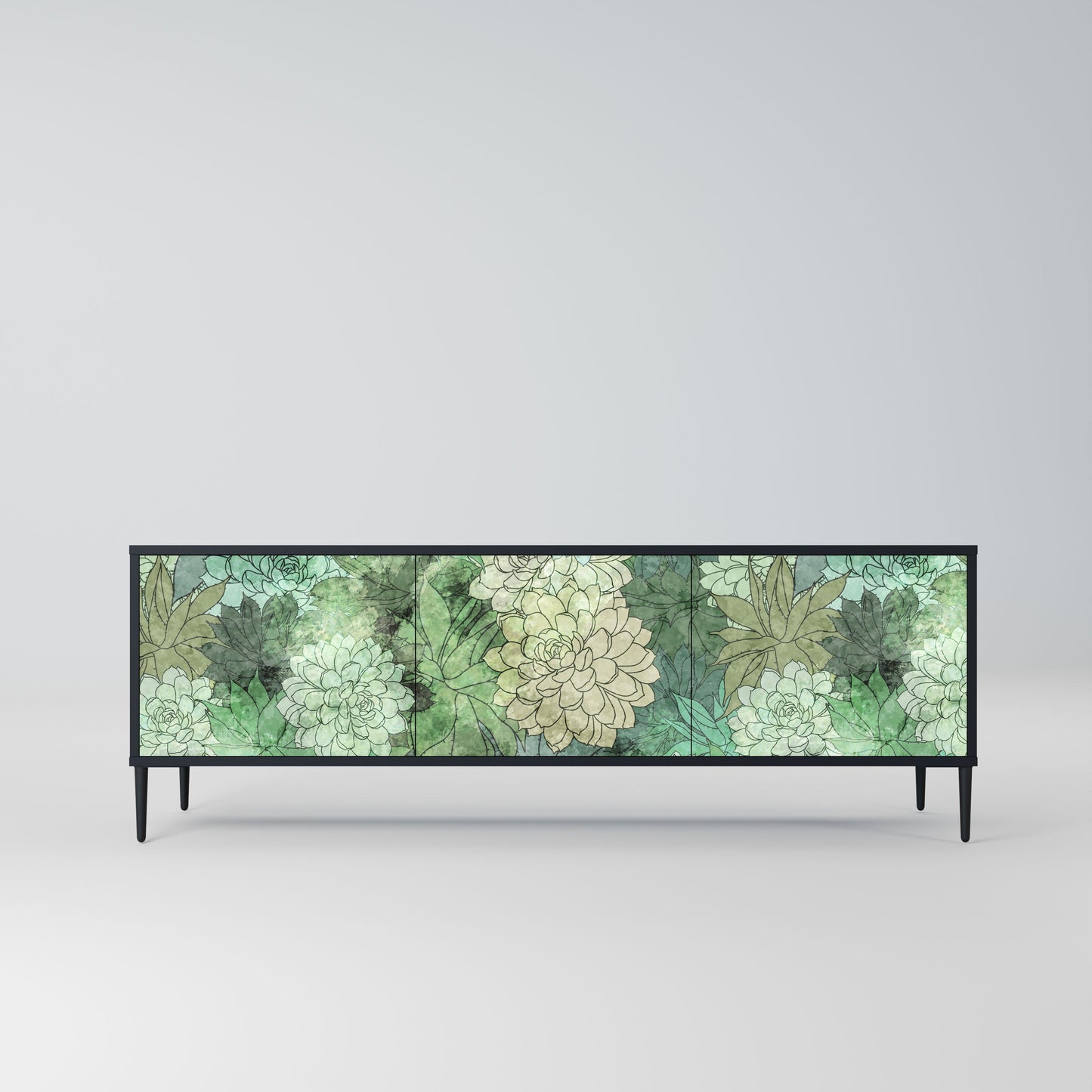 Mobile TV SUCCULENT CLUSTER a 3 ante con finitura nera