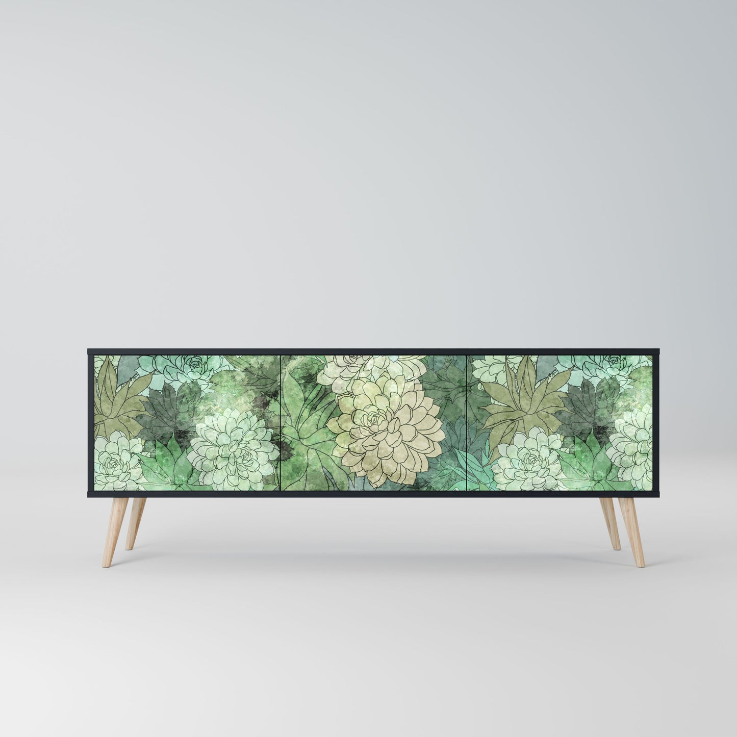 Mobile TV SUCCULENT CLUSTER a 3 ante con finitura nera