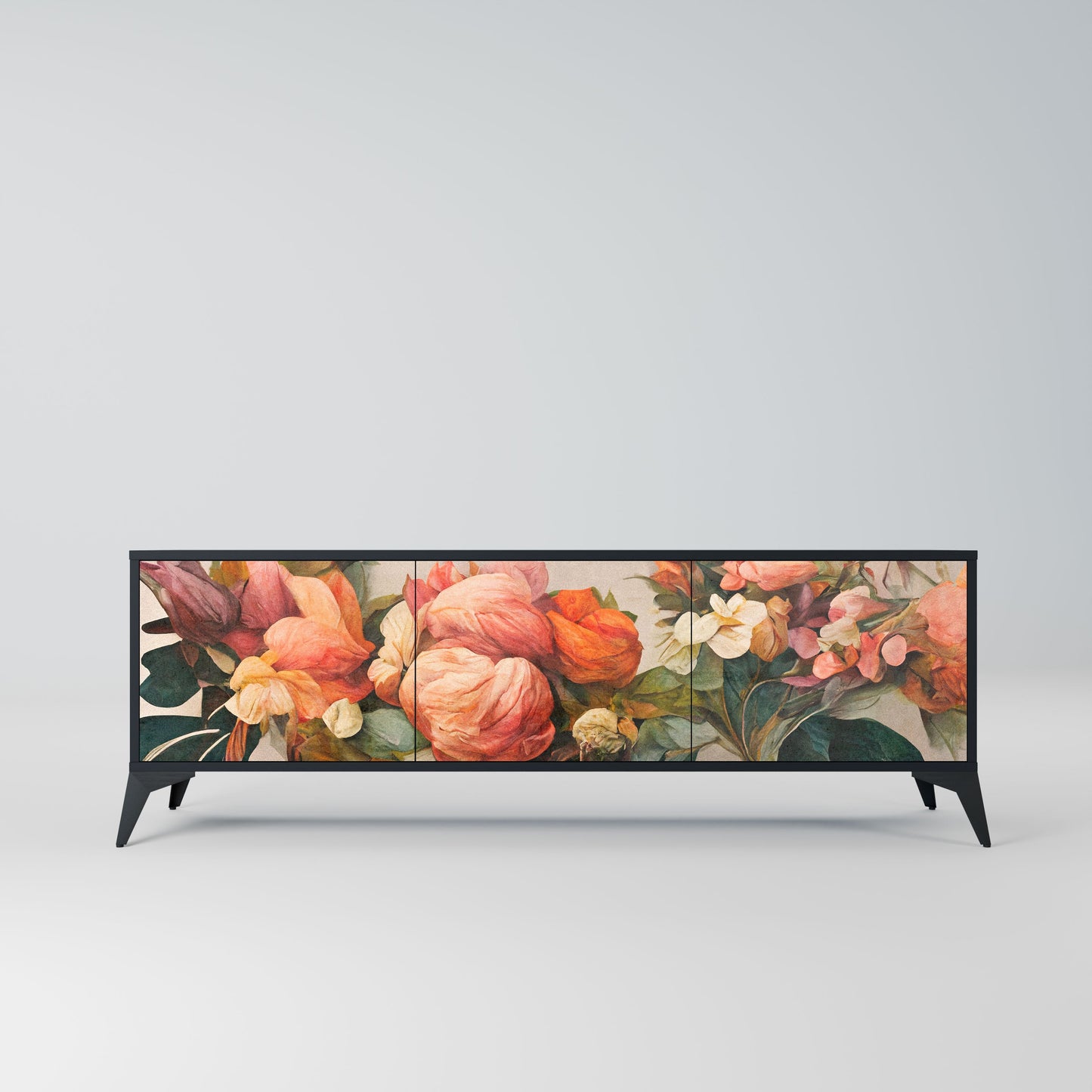 Mobile TV STYLISH BEAUTY a 3 ante con finitura nera