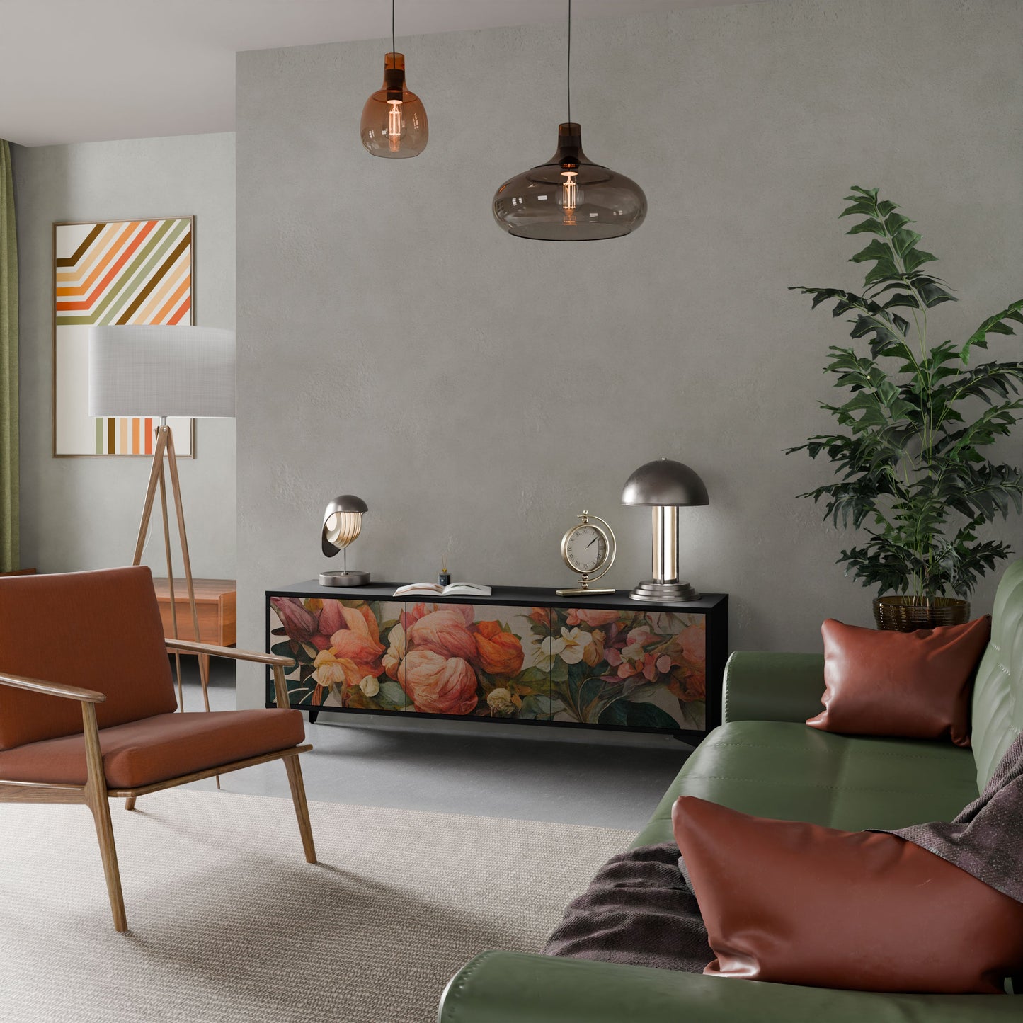 Mobile TV STYLISH BEAUTY a 3 ante con finitura nera