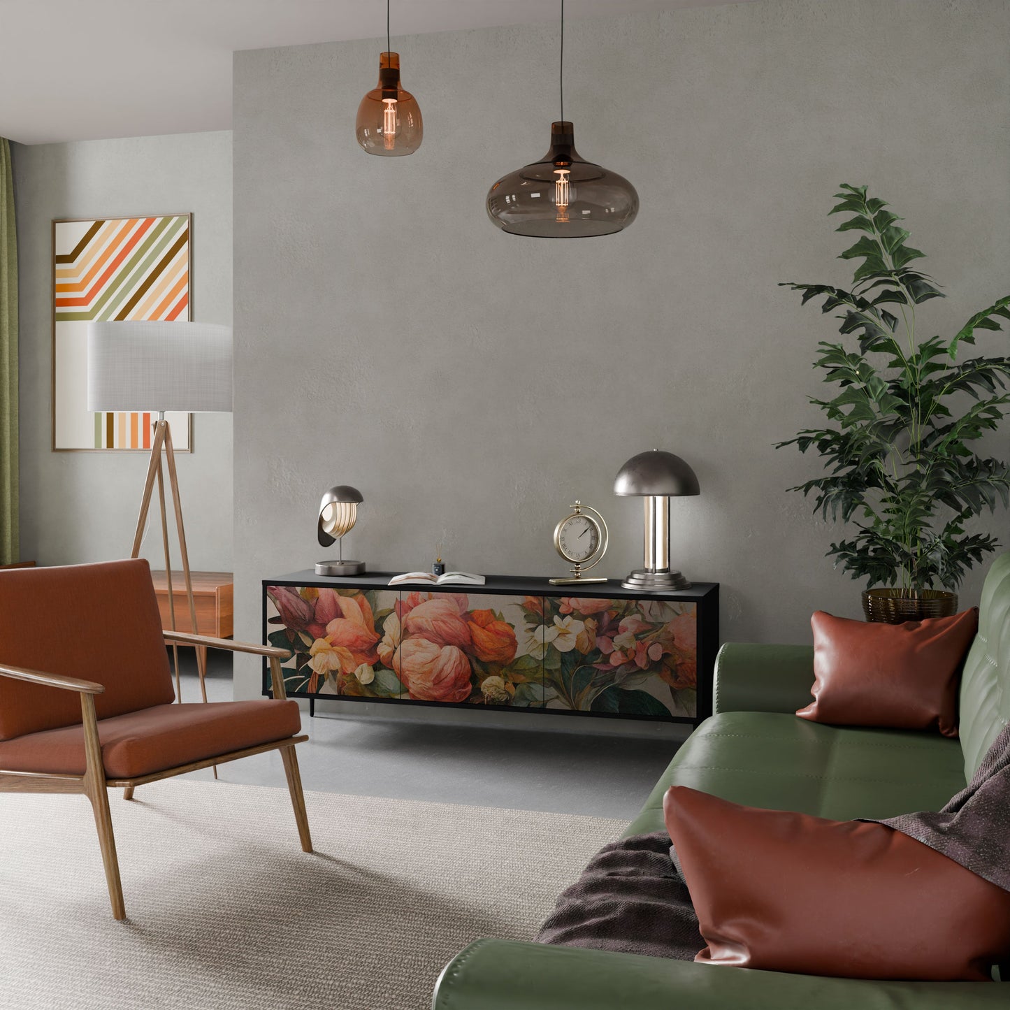 Mobile TV STYLISH BEAUTY a 3 ante con finitura nera