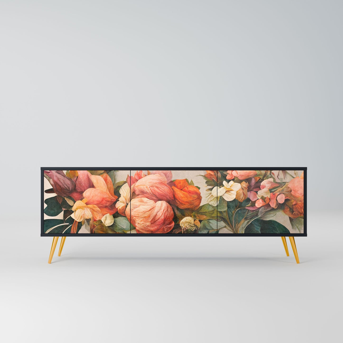 Mobile TV STYLISH BEAUTY a 3 ante con finitura nera