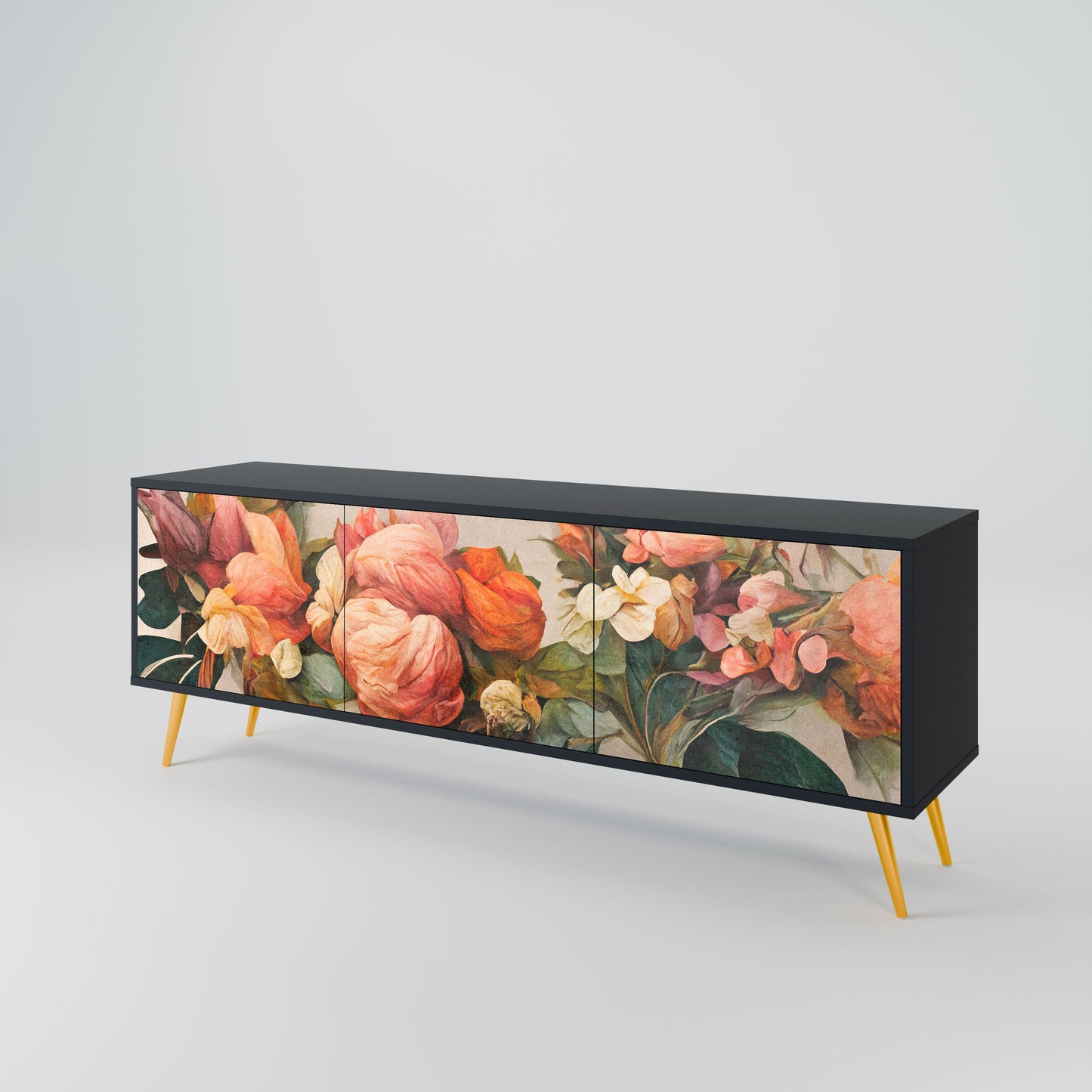 Mobile TV STYLISH BEAUTY a 3 ante con finitura nera